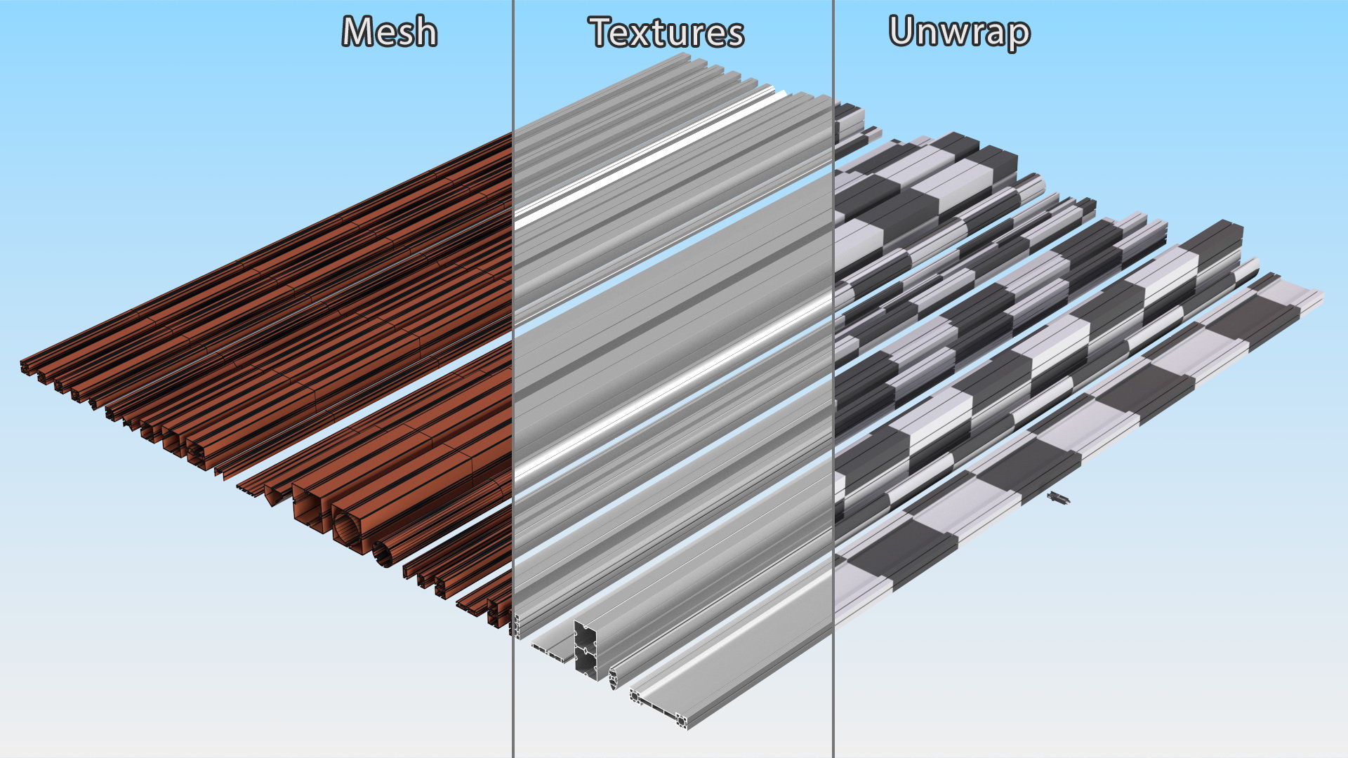 3D Octanorm Exhibition Systems Metal Extrusions Set model