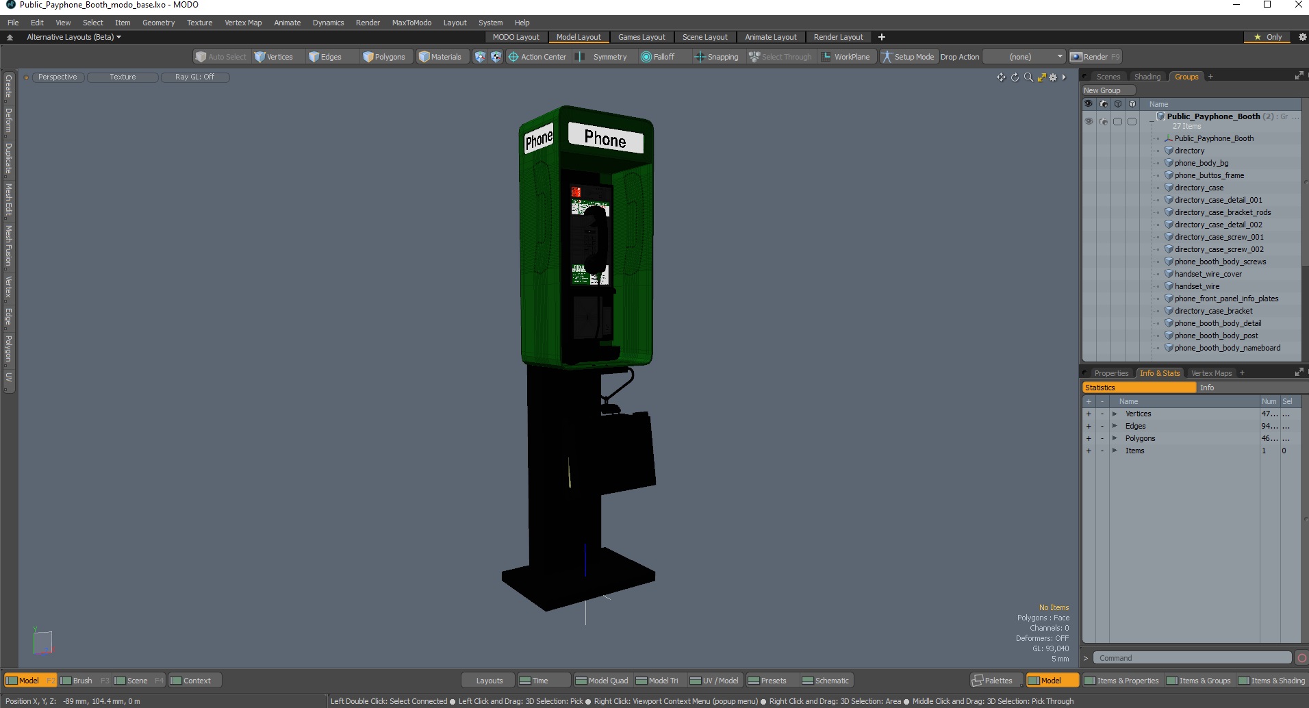 3D Public Payphone Booth