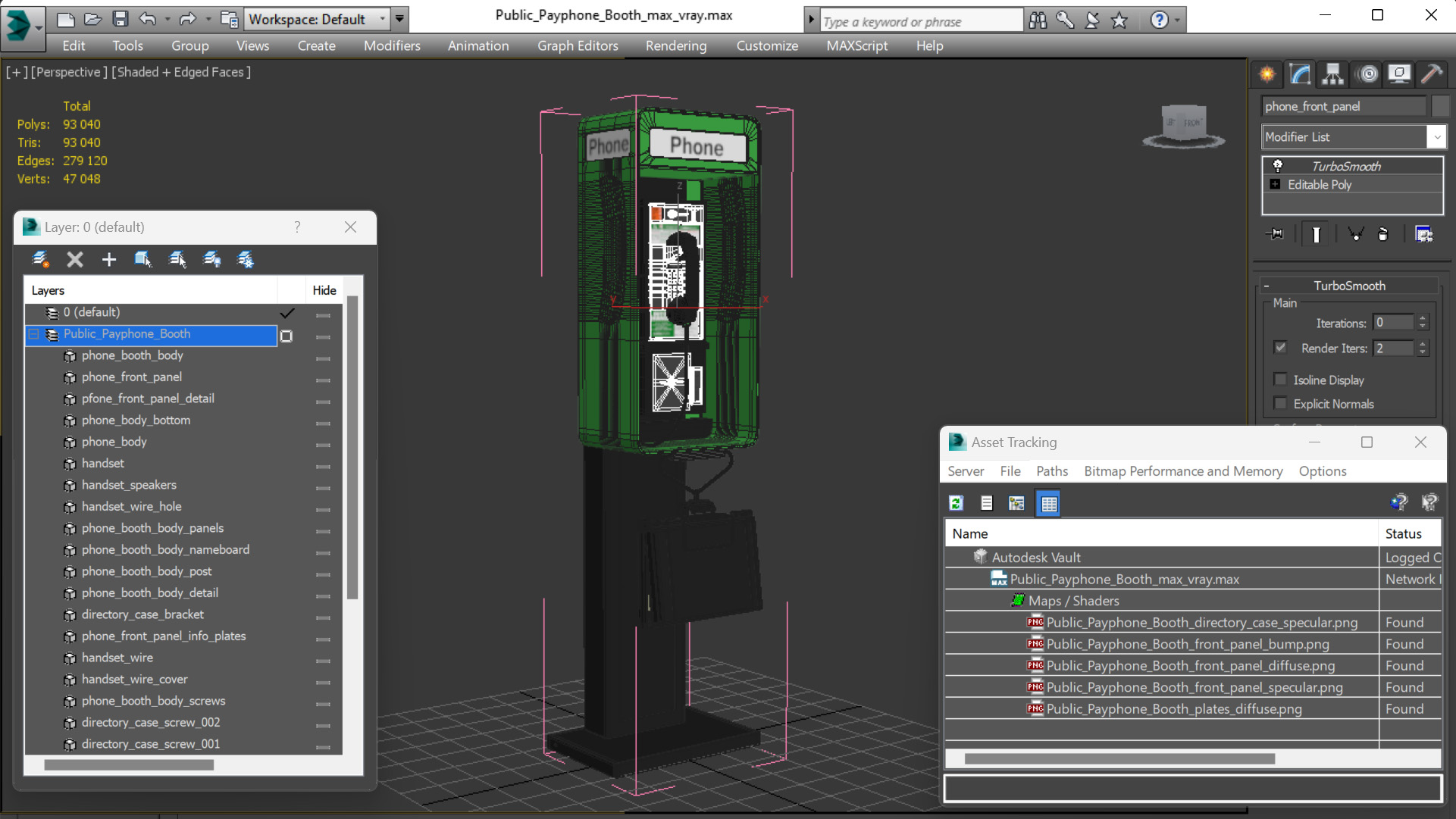 3D Public Payphone Booth