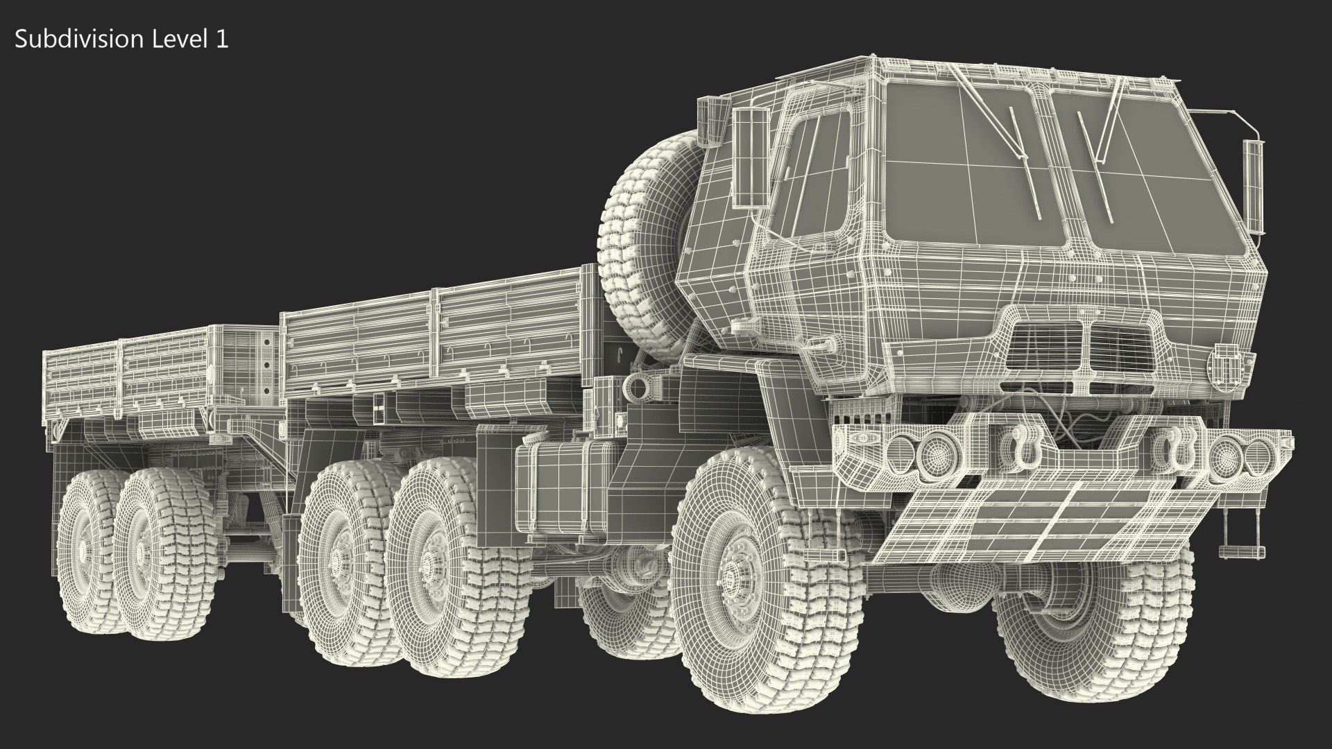 Oshkosh FMTV Cargo Truck 6x6 with Drop Side Trailer M1092 Sand 3D