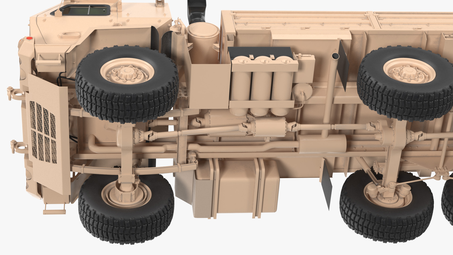 Oshkosh FMTV Cargo Truck 6x6 with Drop Side Trailer M1092 Sand 3D