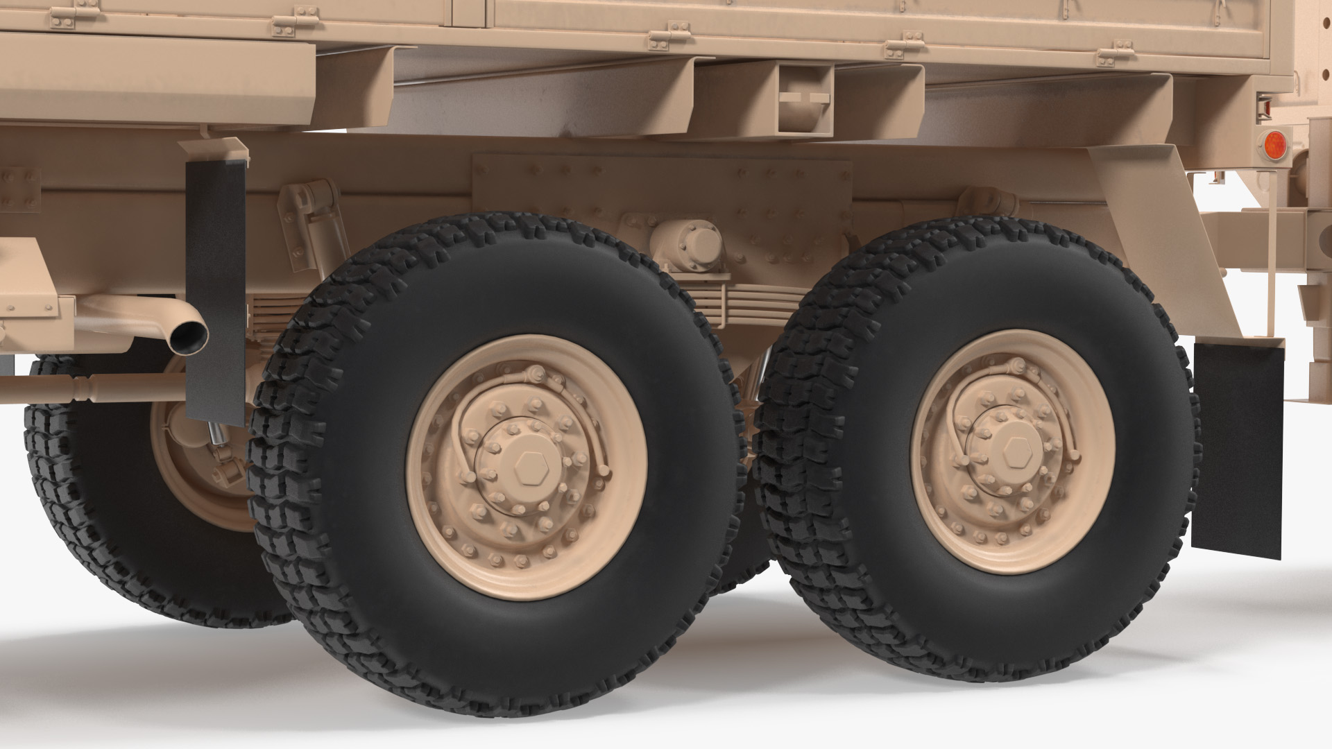 Oshkosh FMTV Cargo Truck 6x6 with Drop Side Trailer M1092 Sand 3D