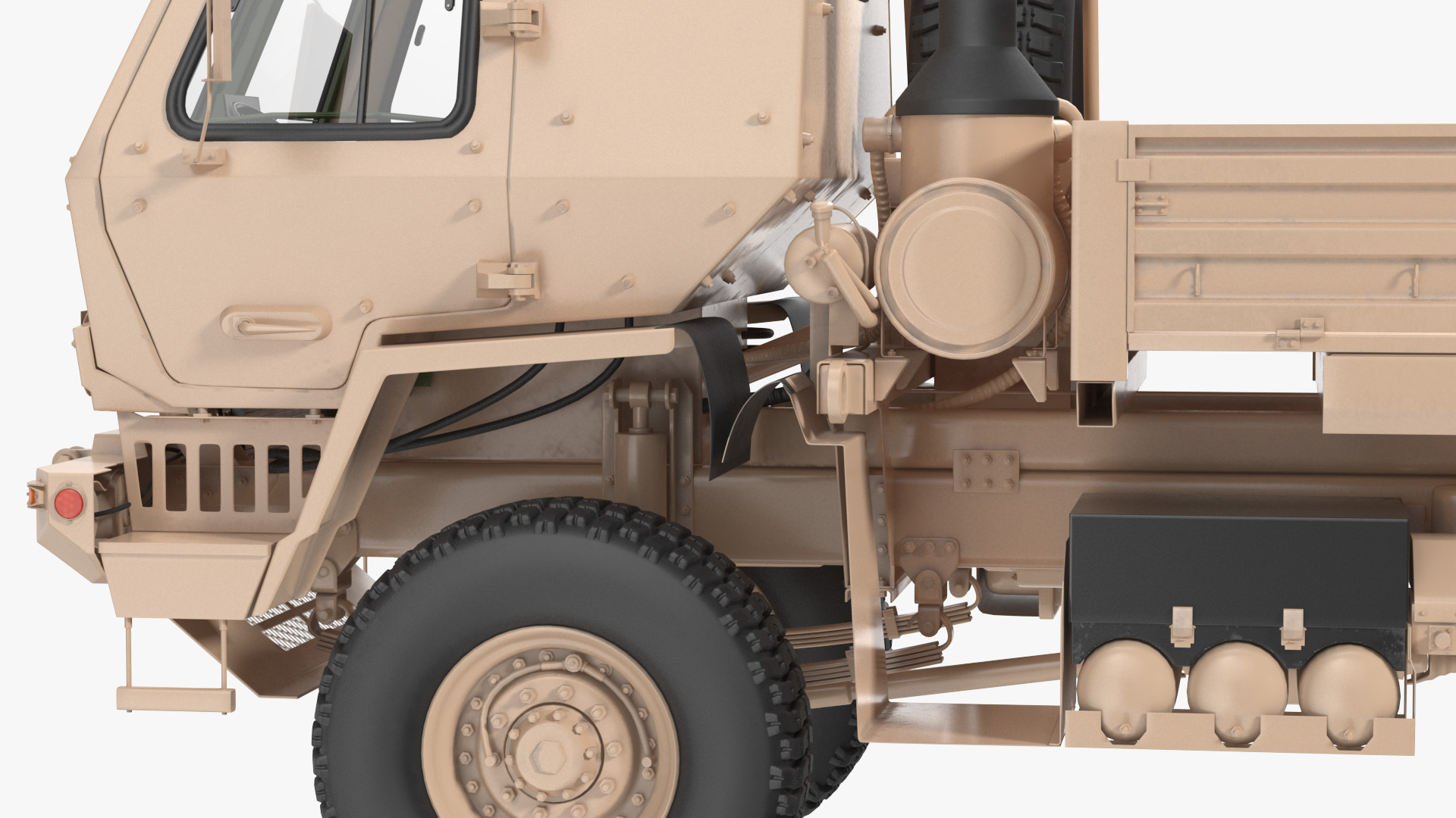Oshkosh FMTV Cargo Truck 6x6 with Drop Side Trailer M1092 Sand 3D