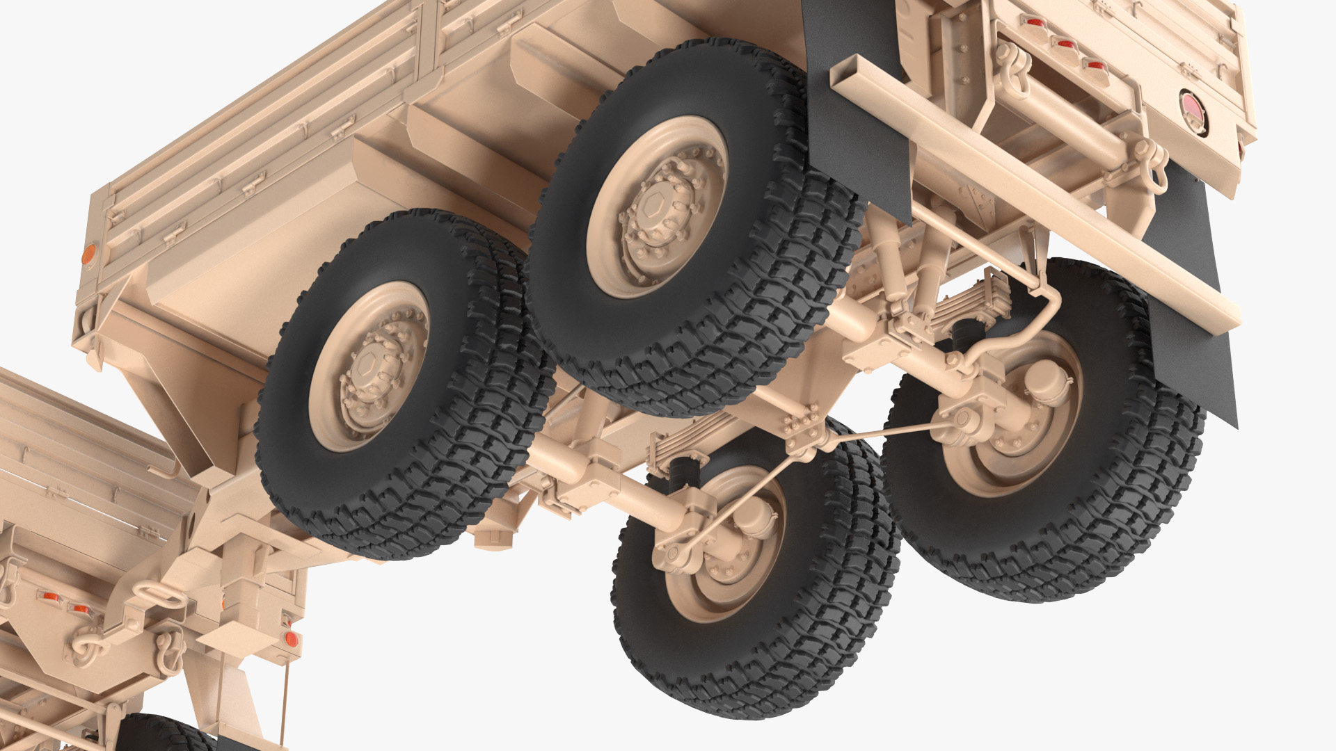 Oshkosh FMTV Cargo Truck 6x6 with Drop Side Trailer M1092 Sand 3D