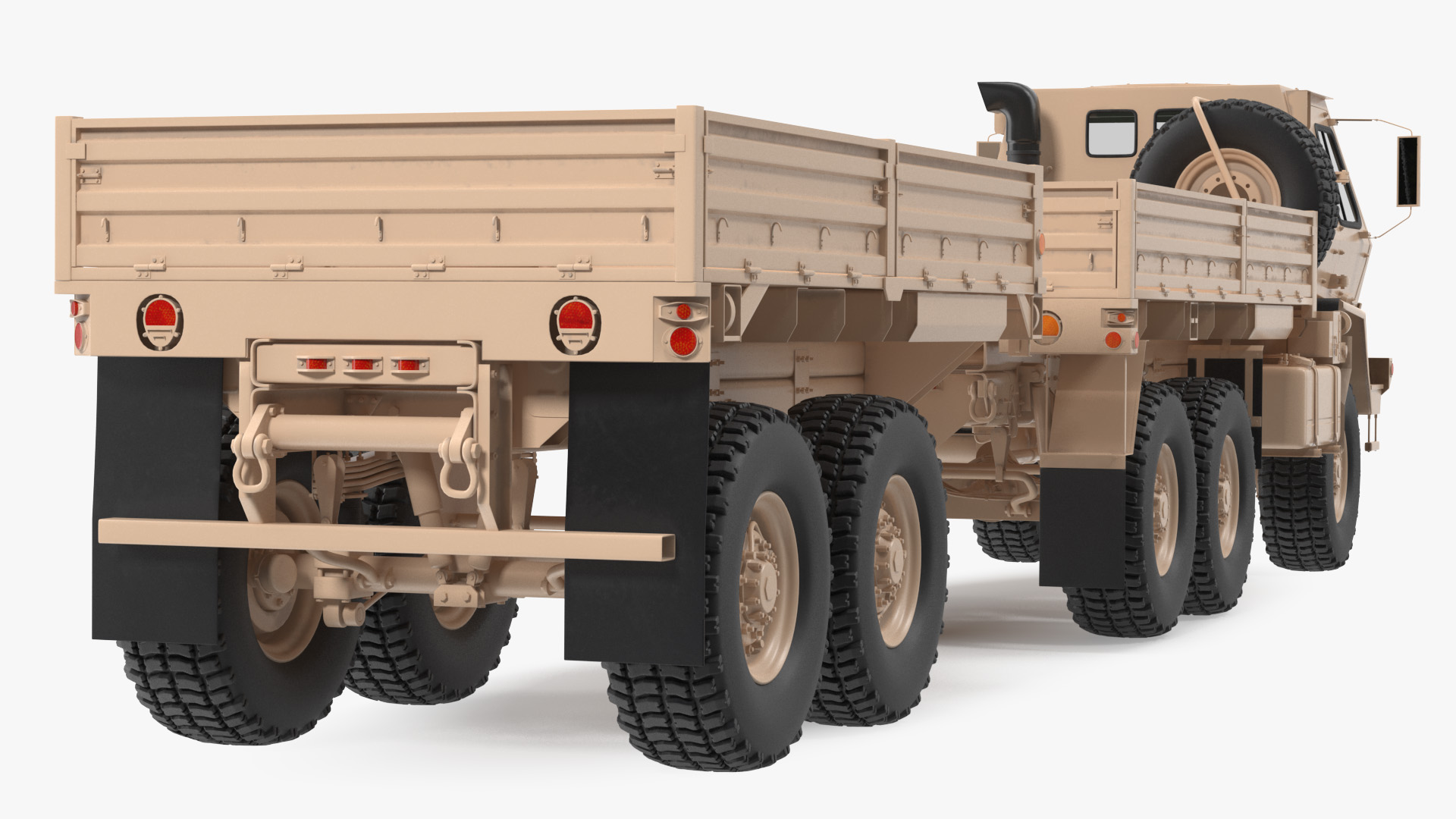 Oshkosh FMTV Cargo Truck 6x6 with Drop Side Trailer M1092 Sand 3D
