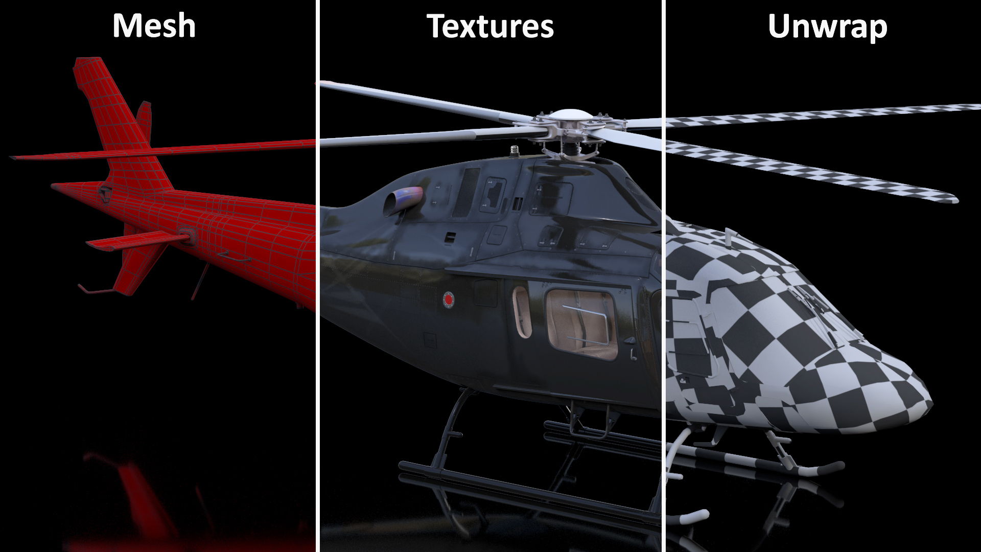 3D model Utility Helicopter Black Rigged for Maya