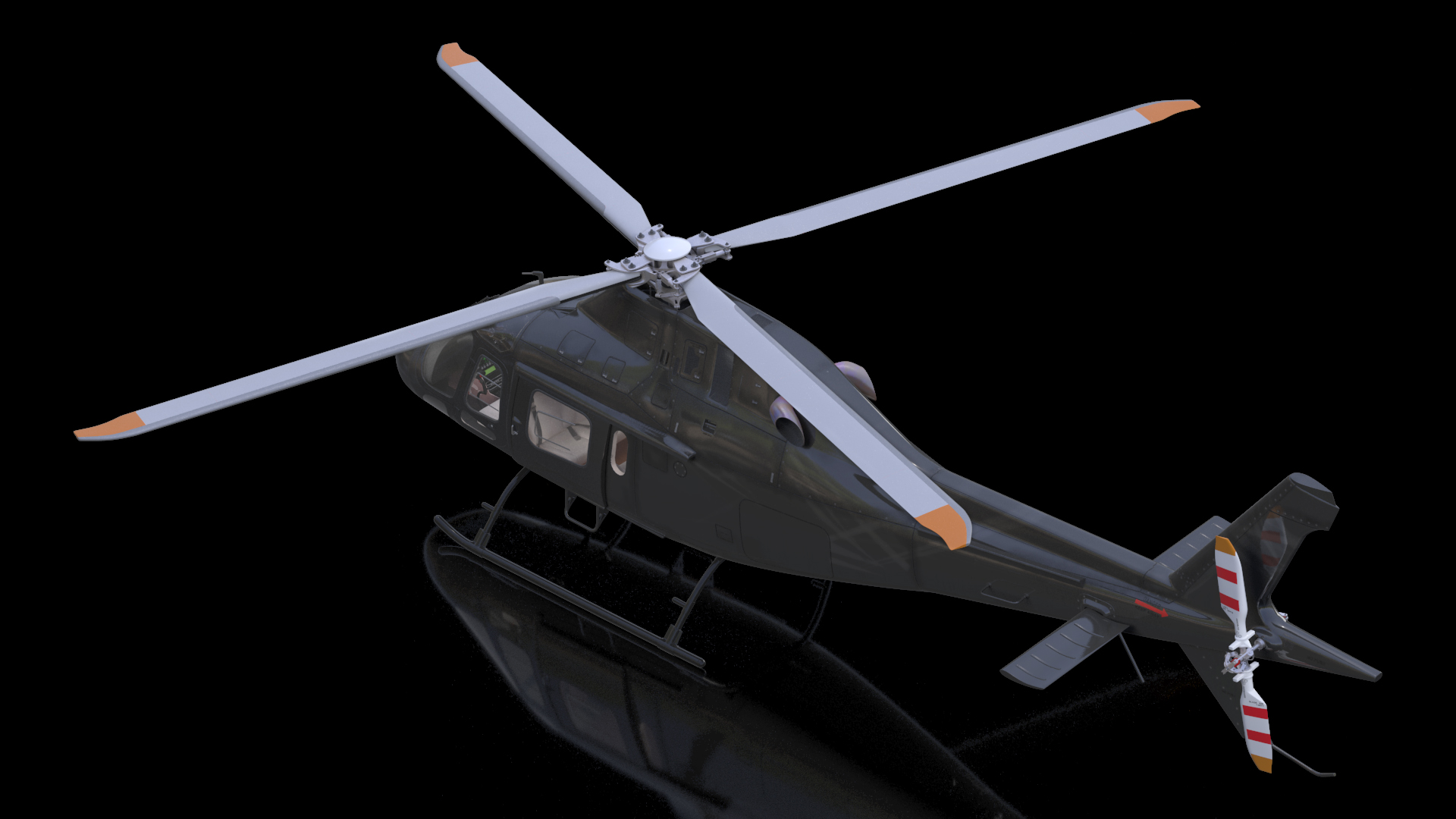 3D model Utility Helicopter Black Rigged for Maya