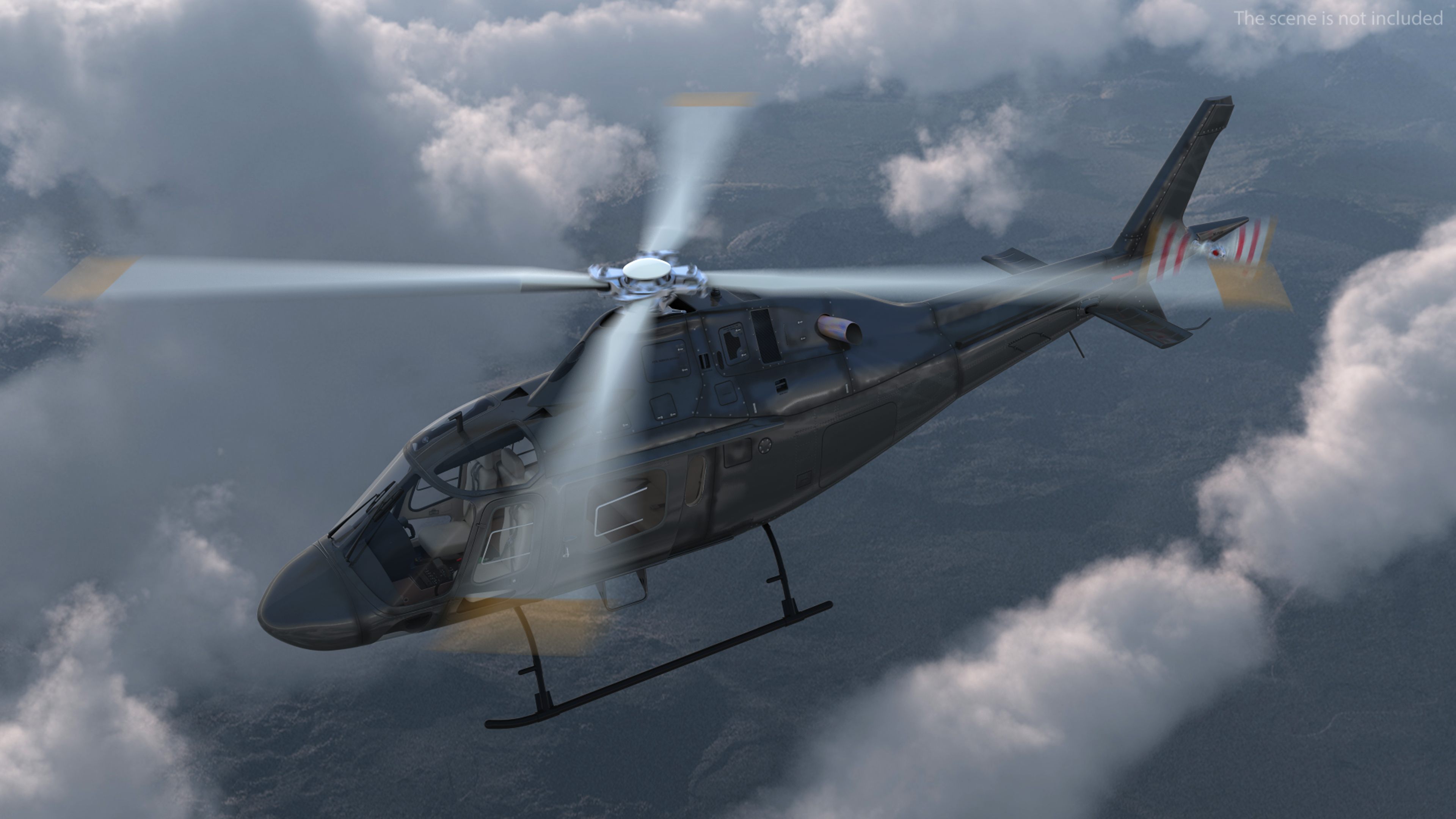 3D model Utility Helicopter Black Rigged for Maya