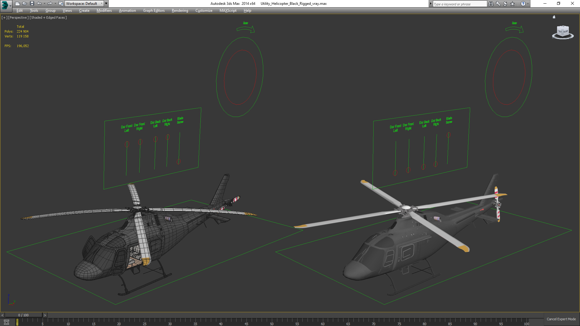 3D model Utility Helicopter Black Rigged for Maya