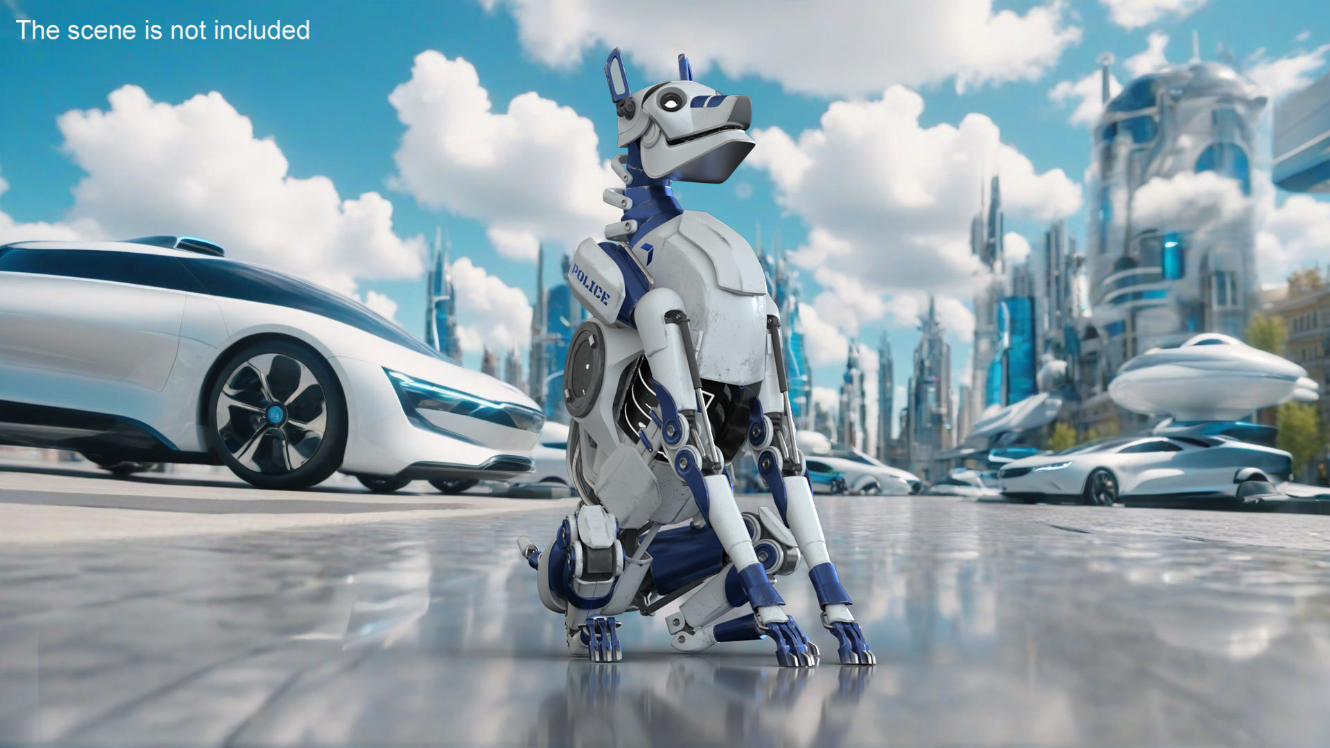 Futuristic Police Robot Dog Rigged 3D model