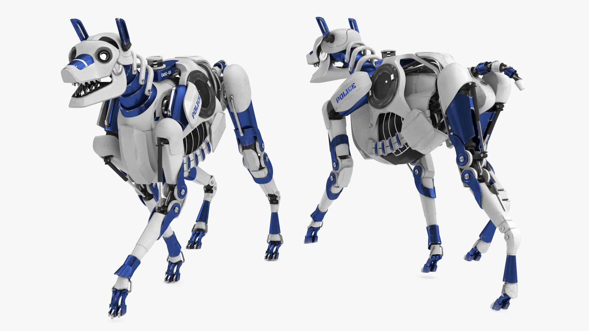 Futuristic Police Robot Dog Rigged 3D model