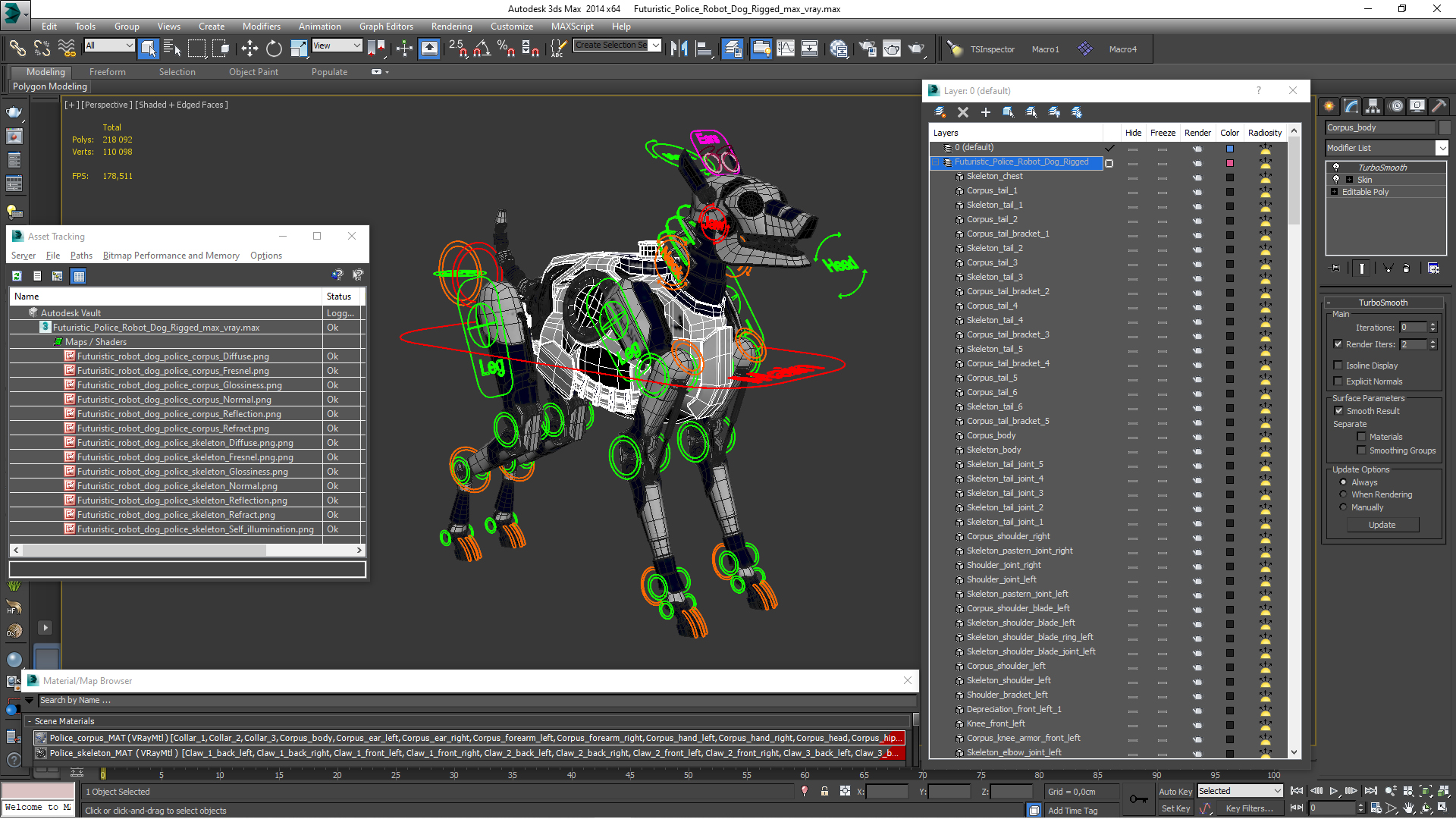 Futuristic Police Robot Dog Rigged 3D model