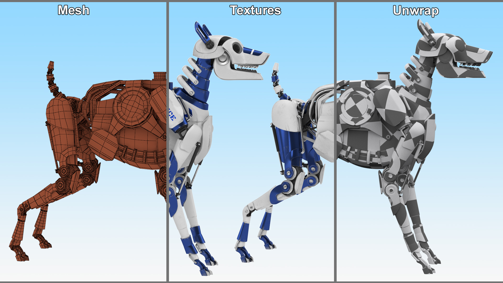 Futuristic Police Robot Dog Rigged 3D model