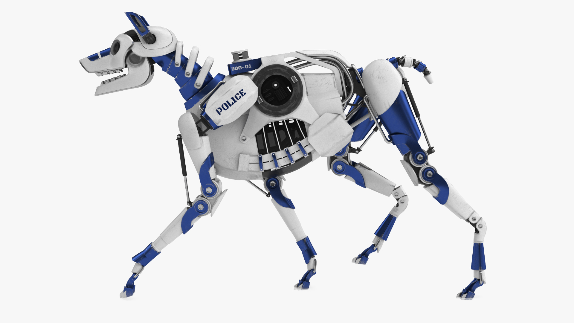 Futuristic Police Robot Dog Rigged 3D model