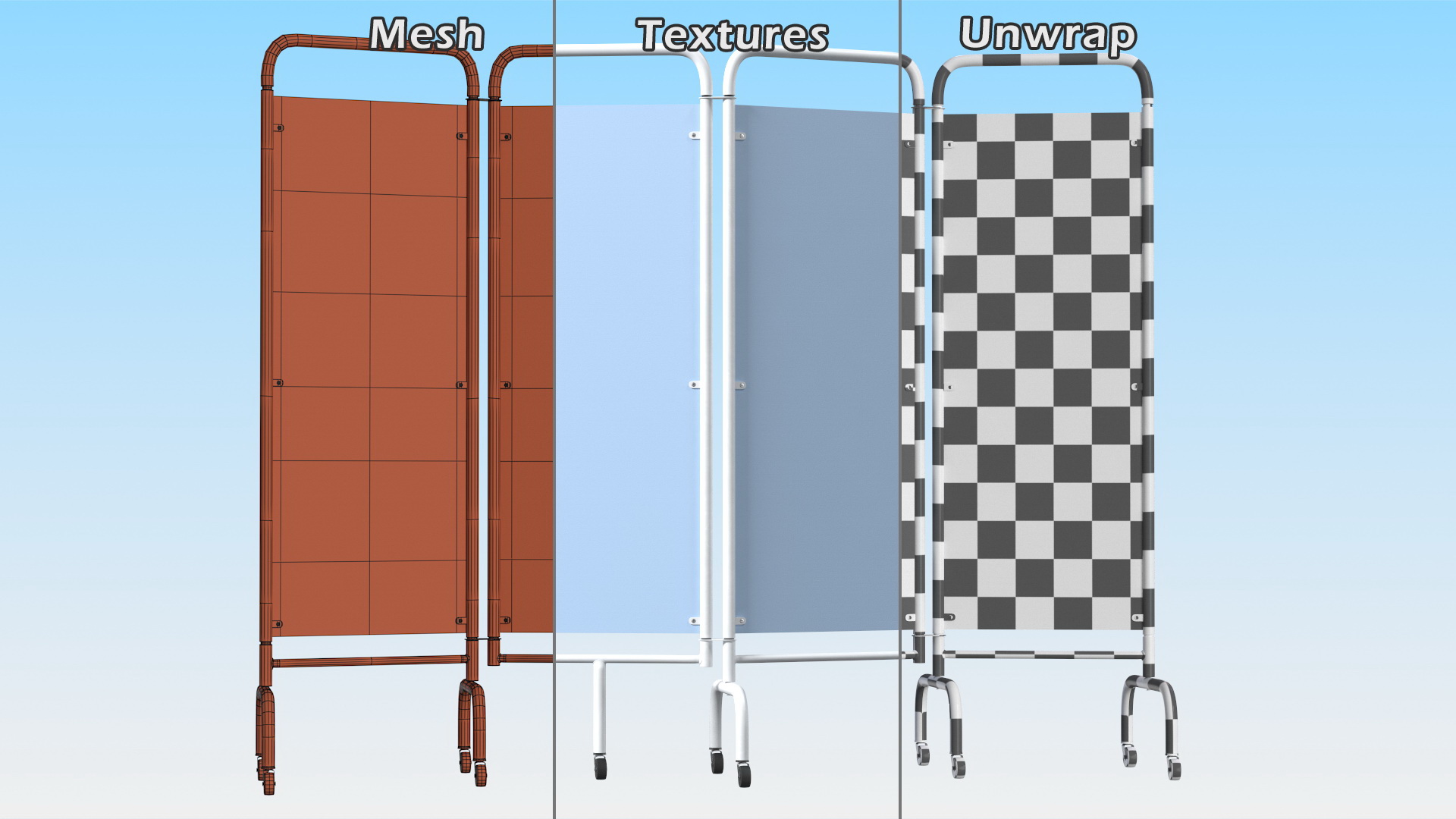 3D model Mobile Folding Hospital Ward Screen