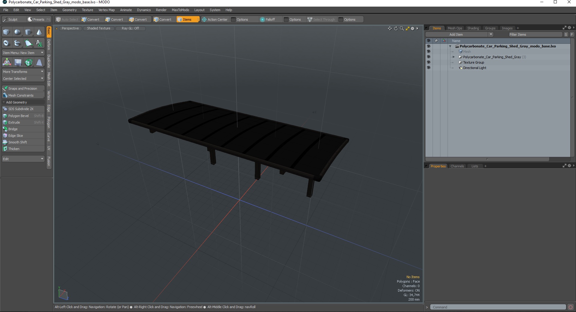 3D model Polycarbonate Car Parking Shed Gray