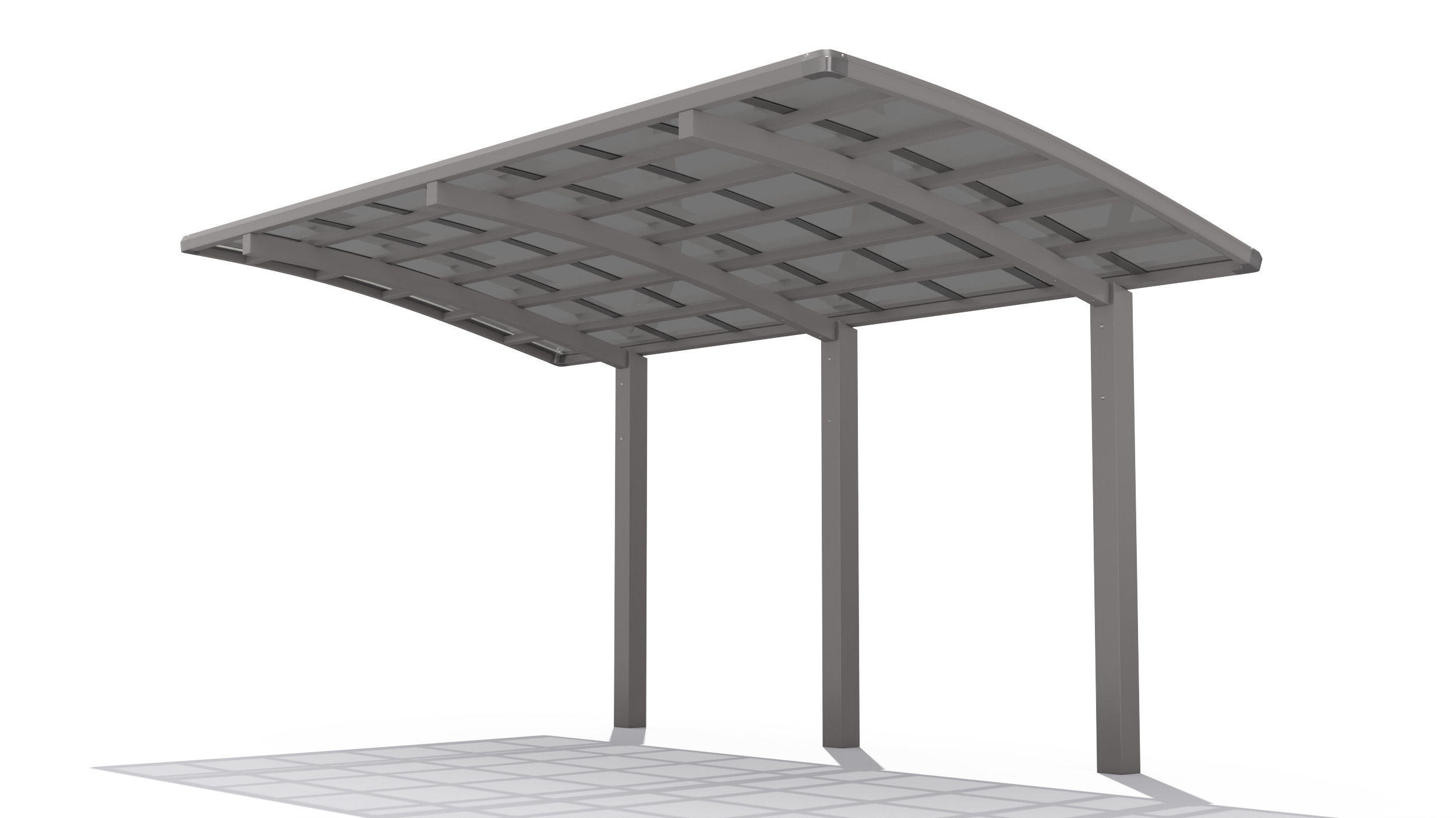 3D model Polycarbonate Car Parking Shed Gray