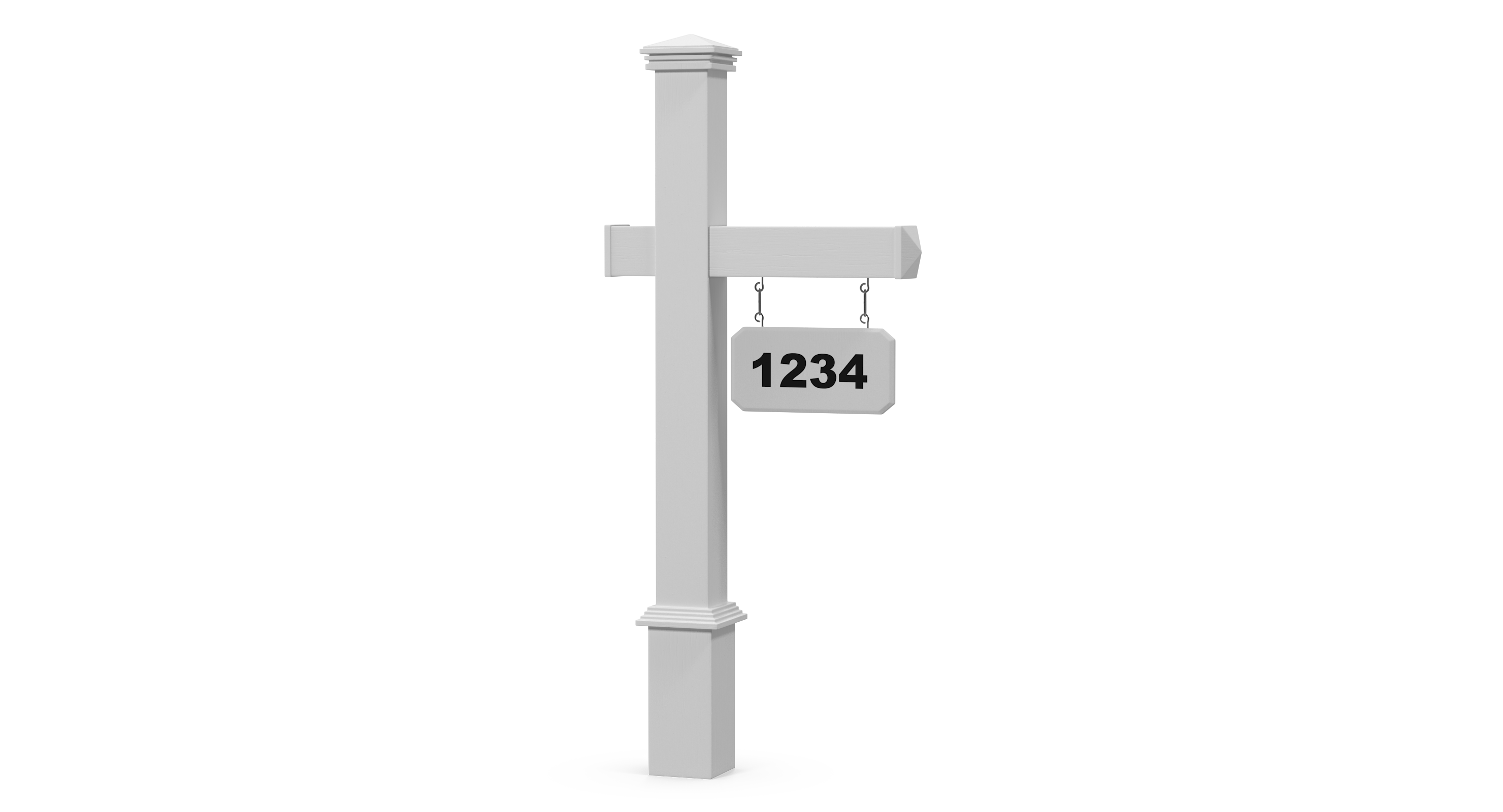 Wooden Mailbox Stand with Plate Number 3D Model, view 2