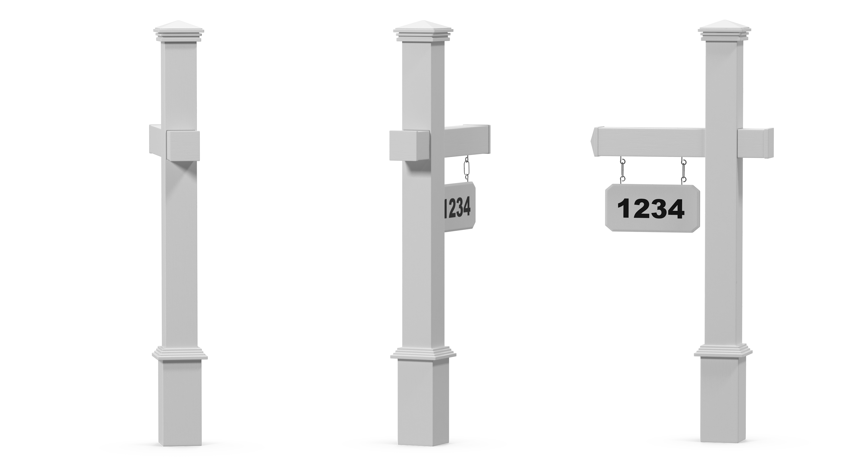 Wooden Mailbox Stand with Plate Number 3D Model, view 4