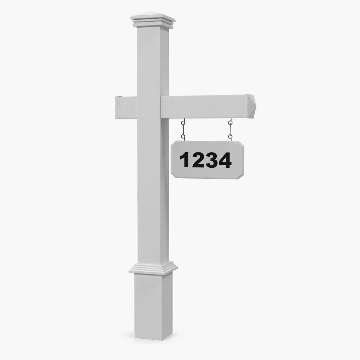 Wooden Mailbox Stand with Plate Number 3D Model
