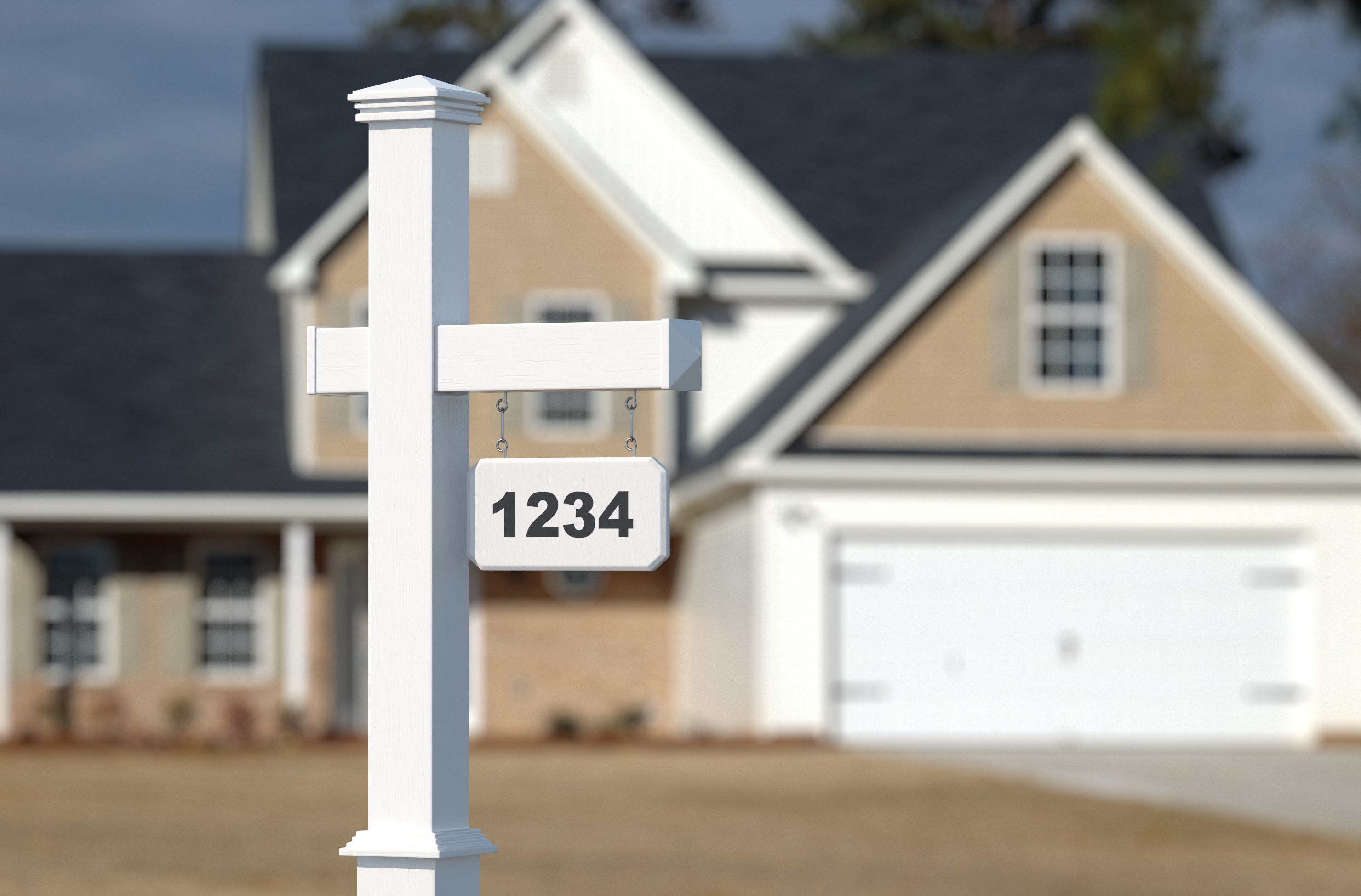 Wooden Mailbox Stand with Plate Number 3D Model, view 3