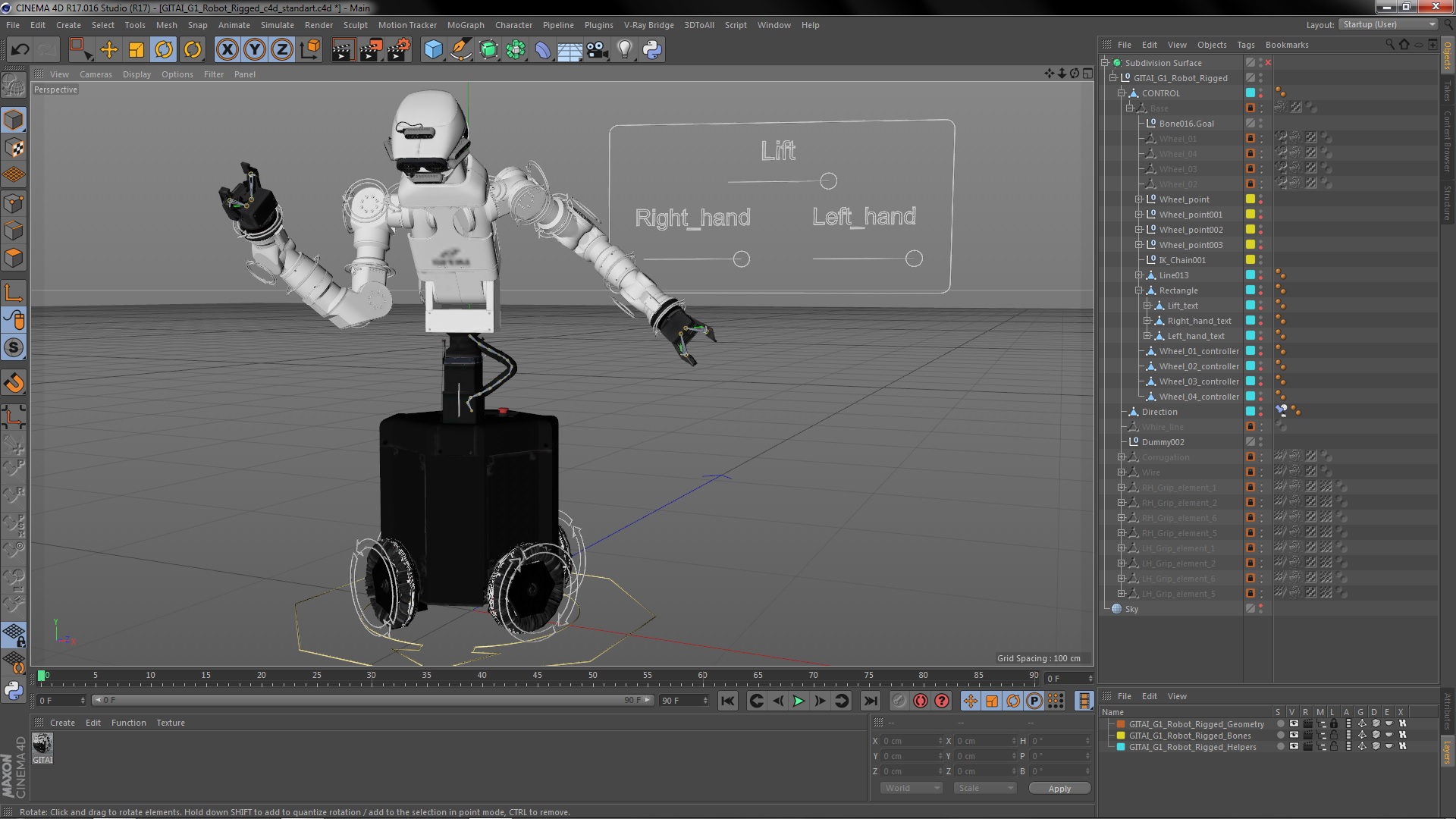 3D model GITAI G1 Robot Rigged for Cinema 4D
