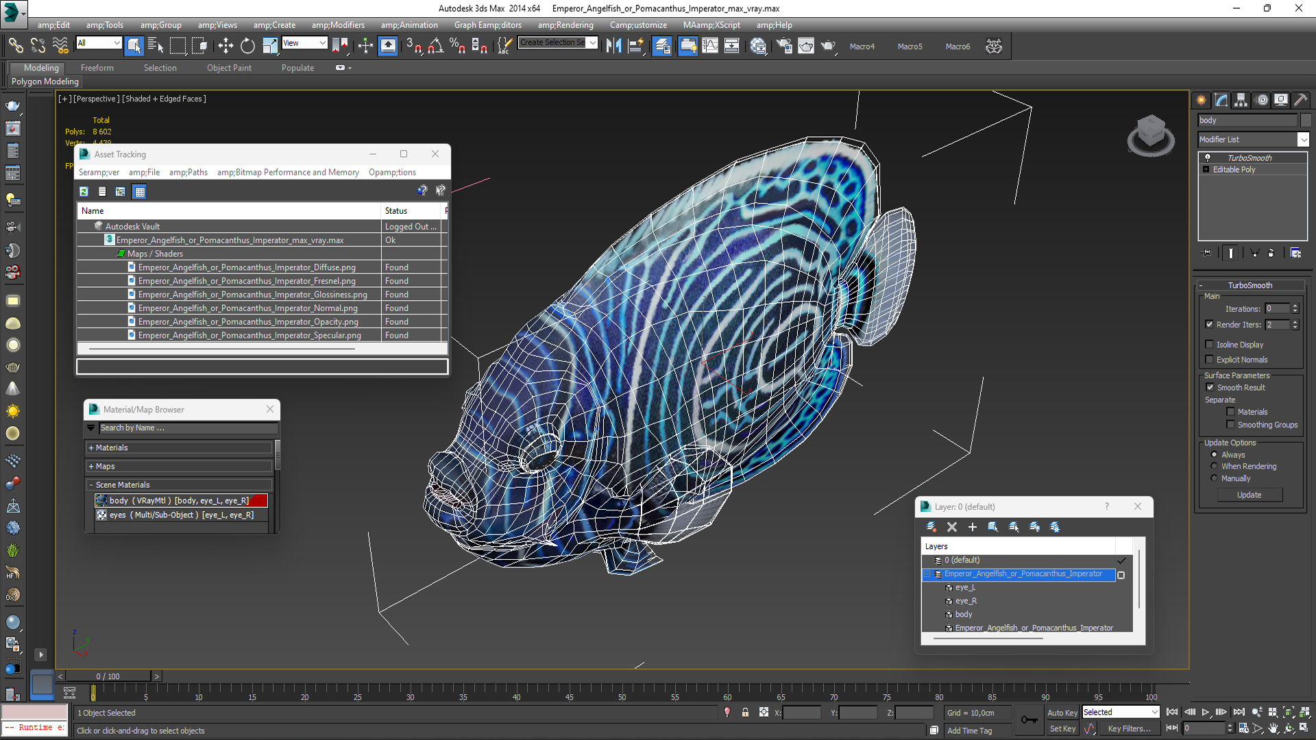 Emperor Angelfish or Pomacanthus Imperator 3D