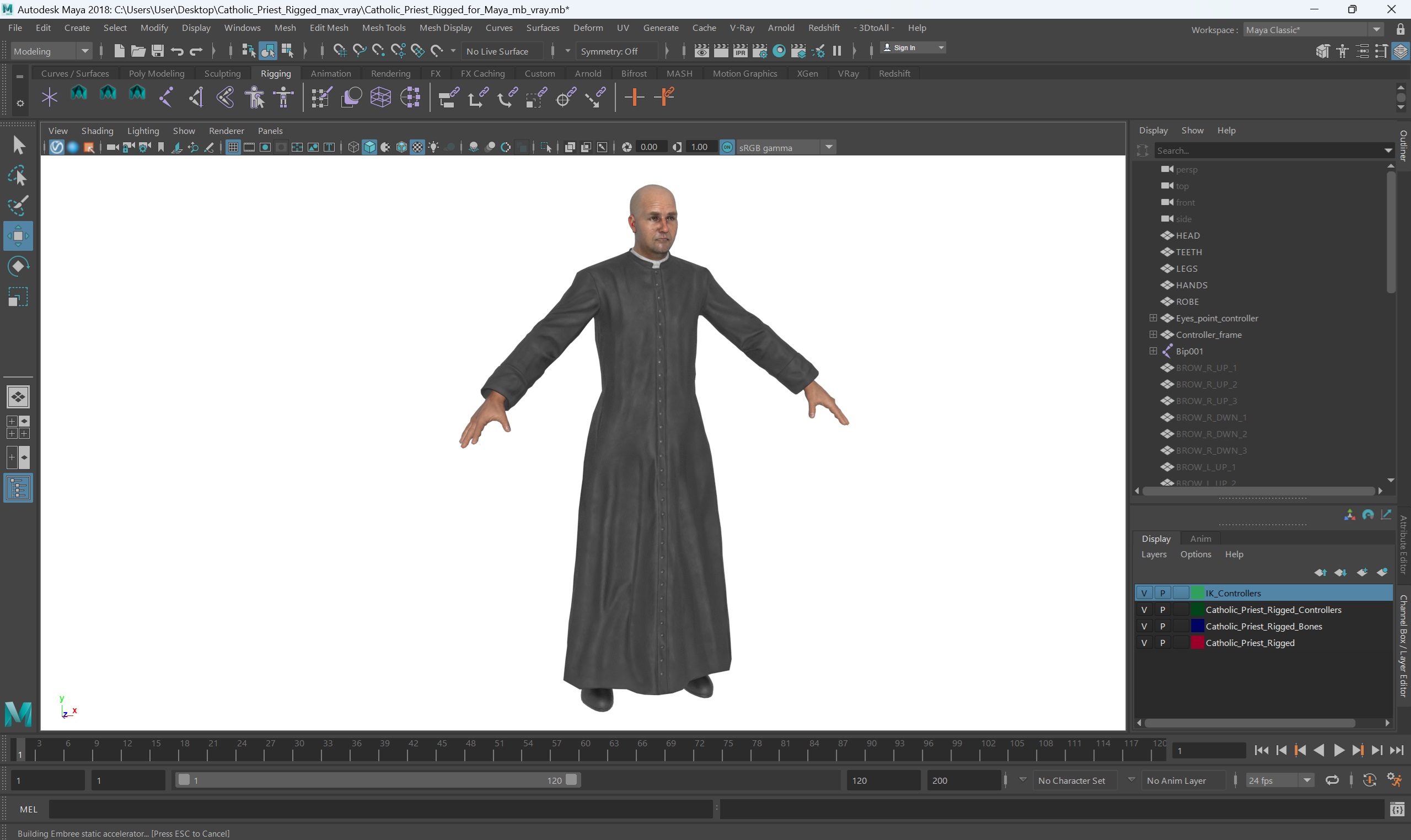 3D Catholic Priest Rigged for Maya
