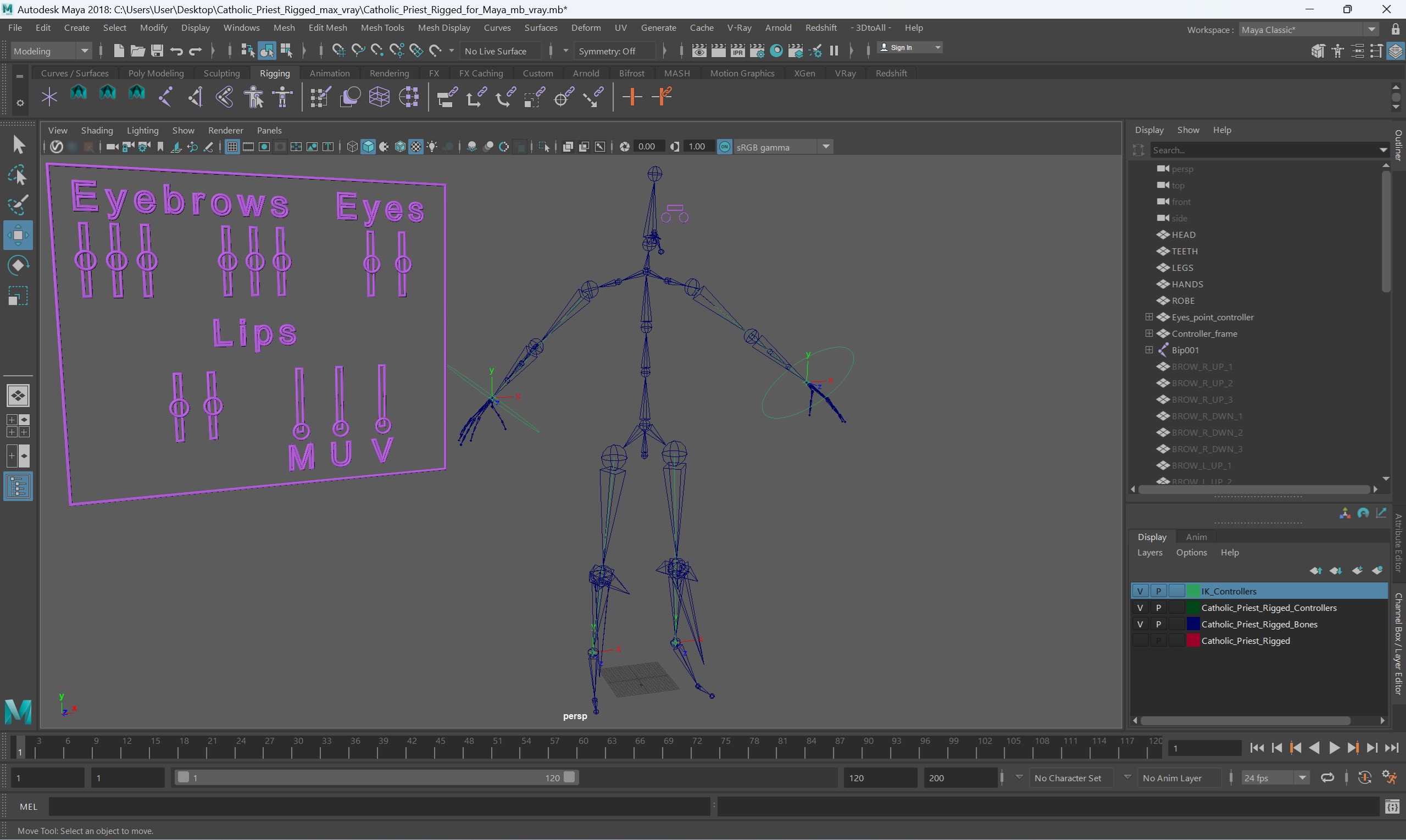 3D Catholic Priest Rigged for Maya