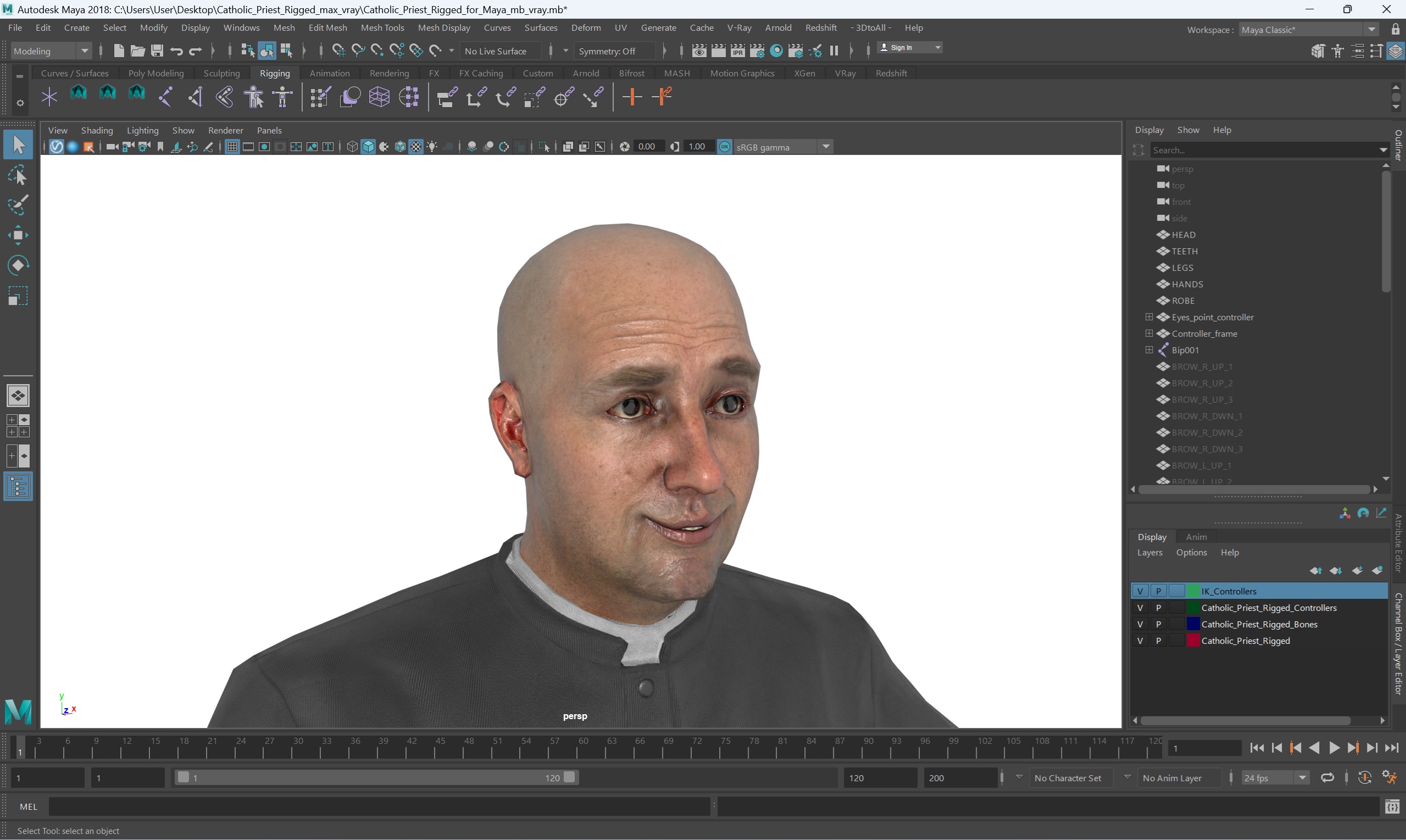 3D Catholic Priest Rigged for Maya