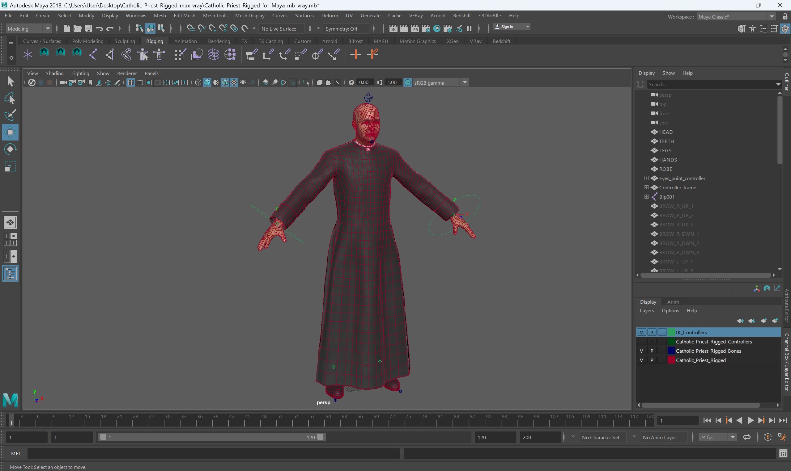 3D Catholic Priest Rigged for Maya