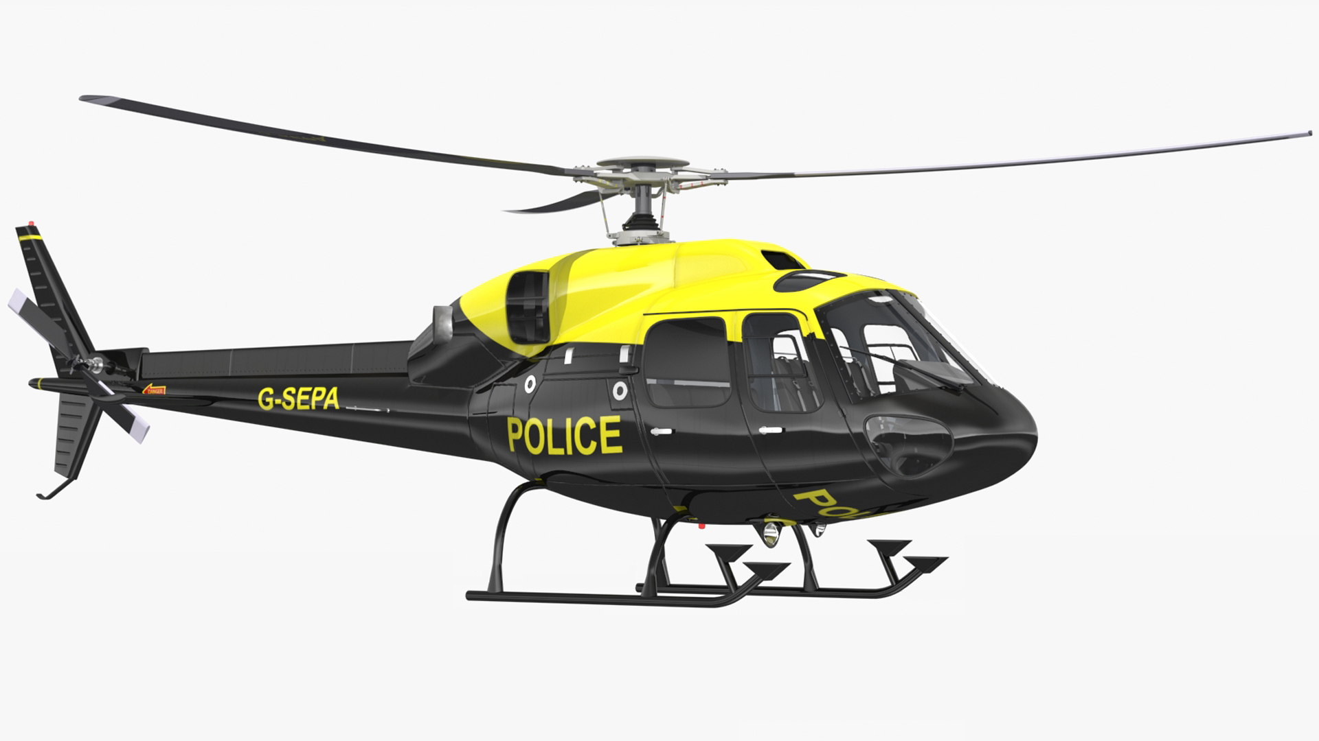 3D Police Helicopter Eurocopter AS 355 Rigged for Cinema 4D