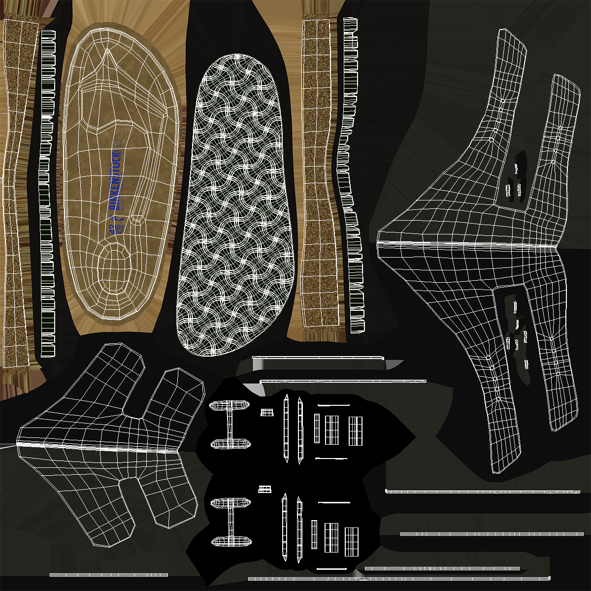 3D model Man Soft Footbed Sandals Black