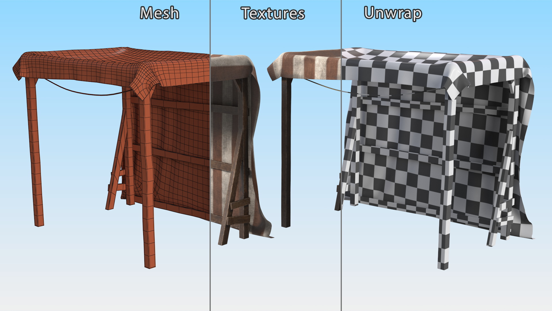 3D Striped Medieval Awning model