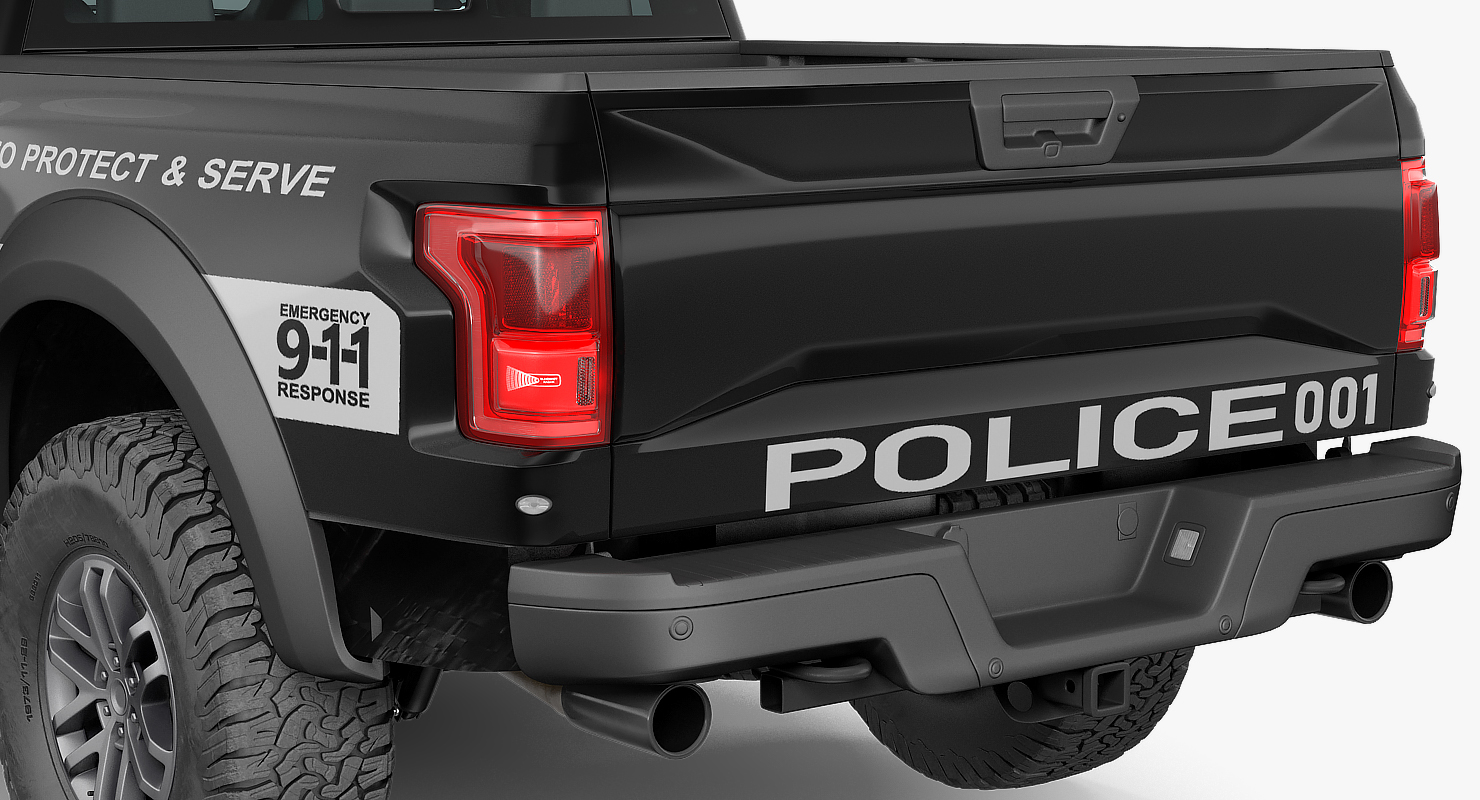 3D Police Pickup Truck Generic Simple Interior model