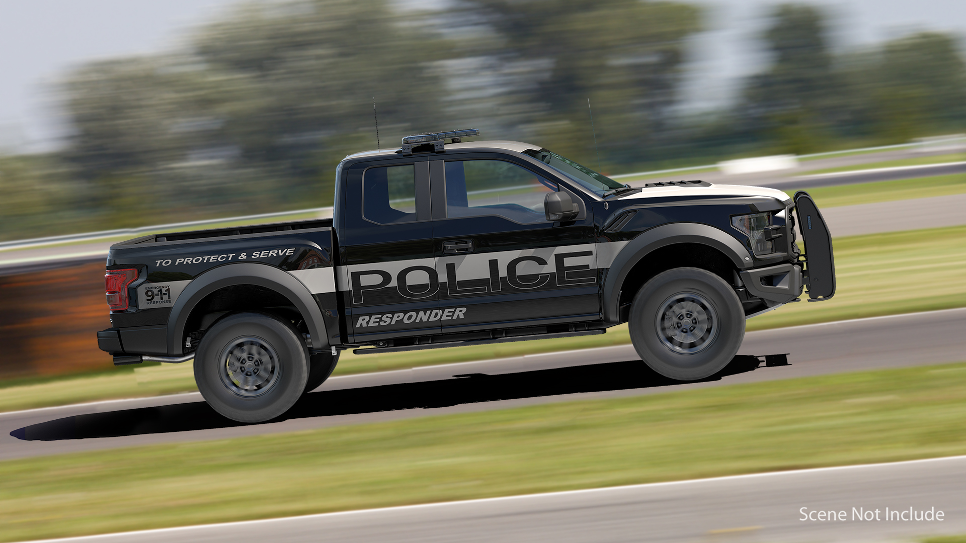 3D Police Pickup Truck Generic Simple Interior model