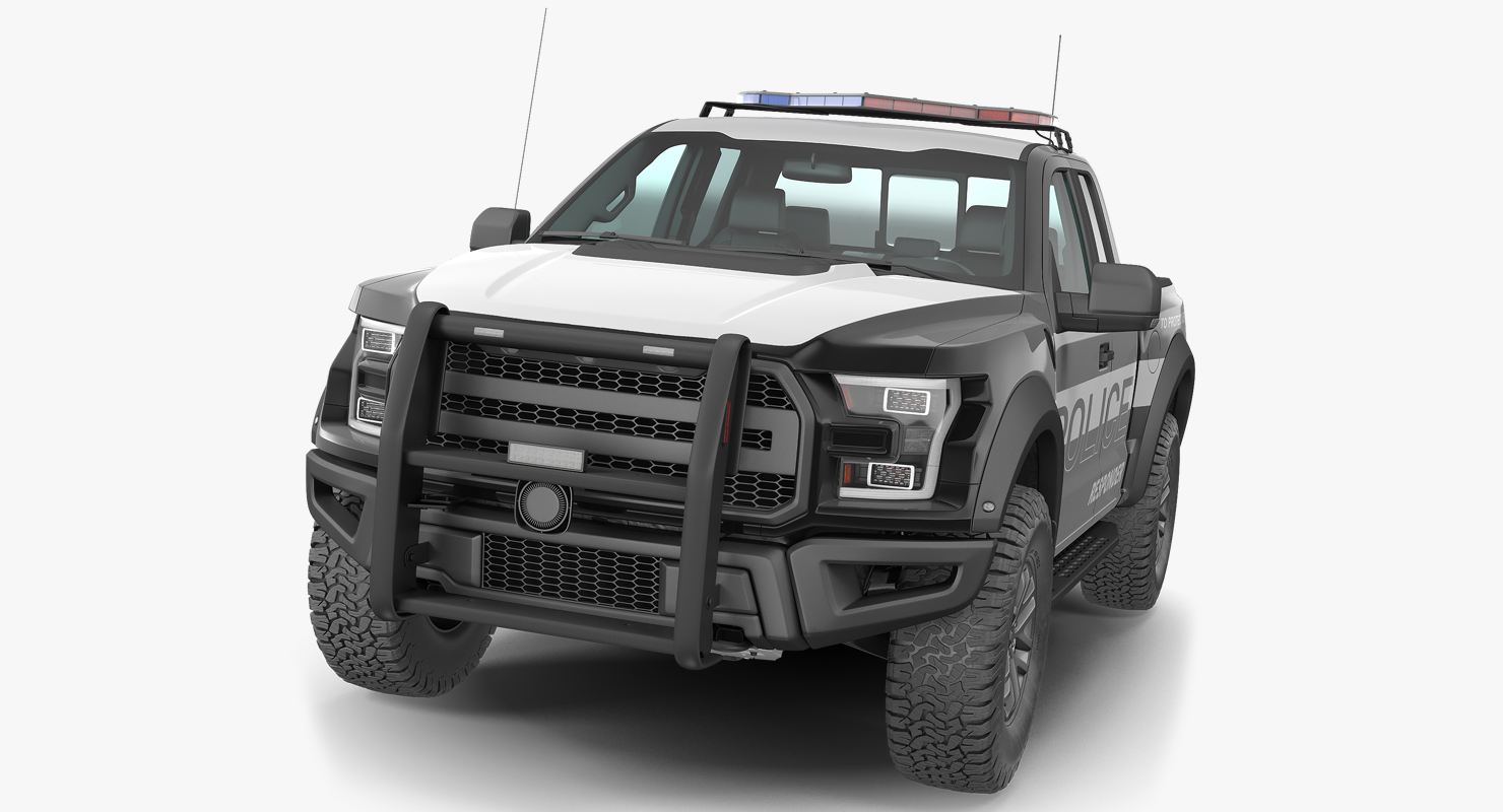 3D Police Pickup Truck Generic Simple Interior model