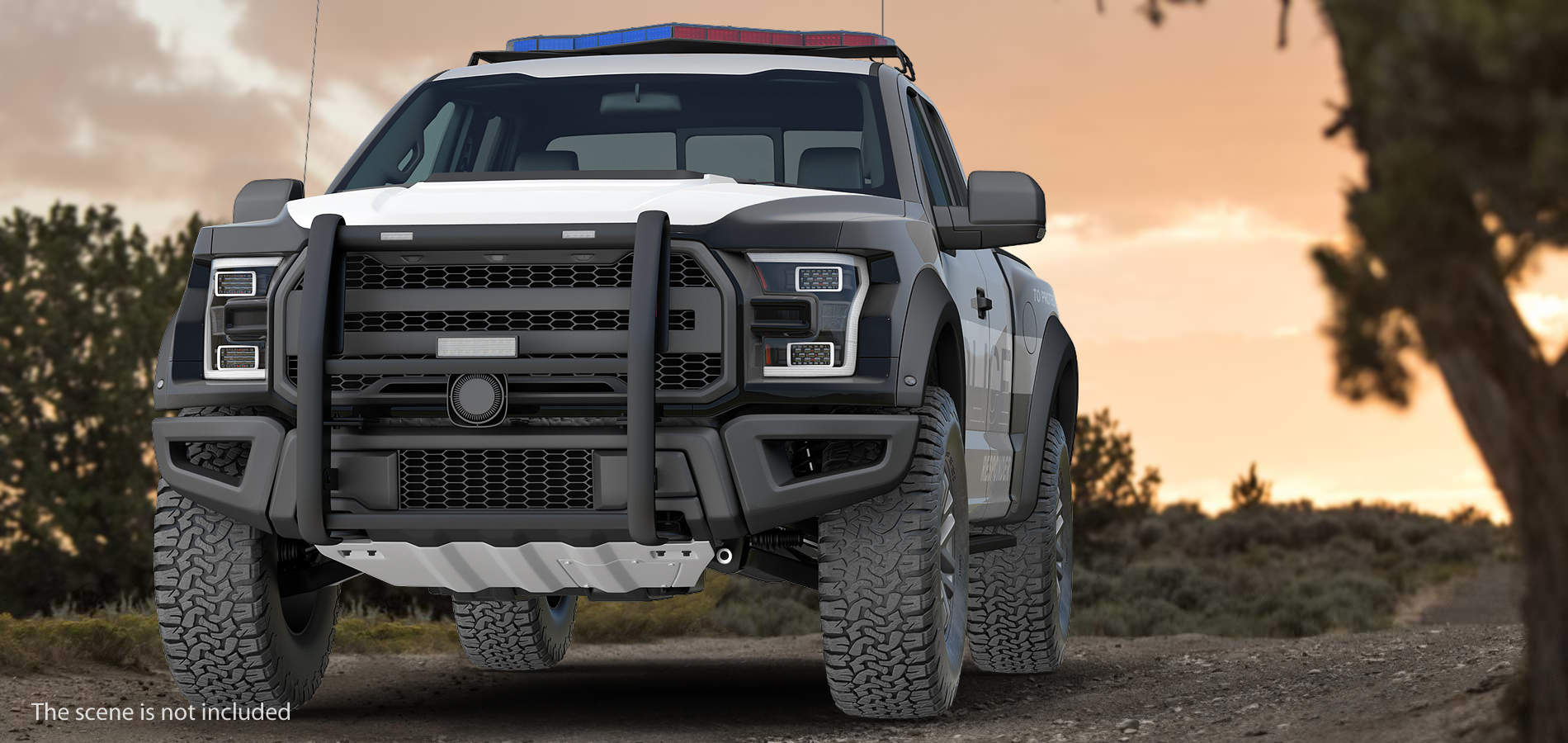 3D Police Pickup Truck Generic Simple Interior model
