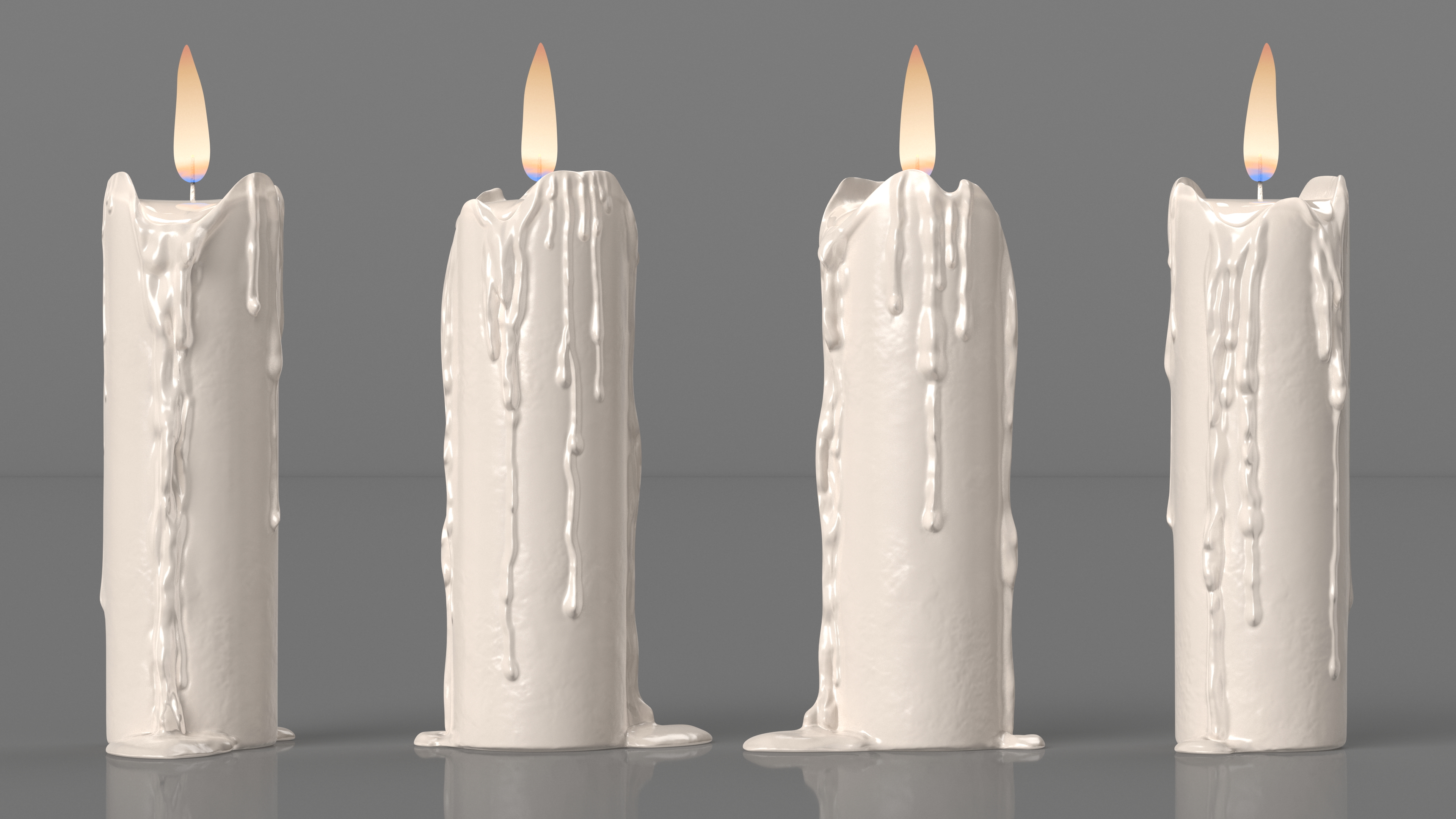 Half Melted Candle White 3D model