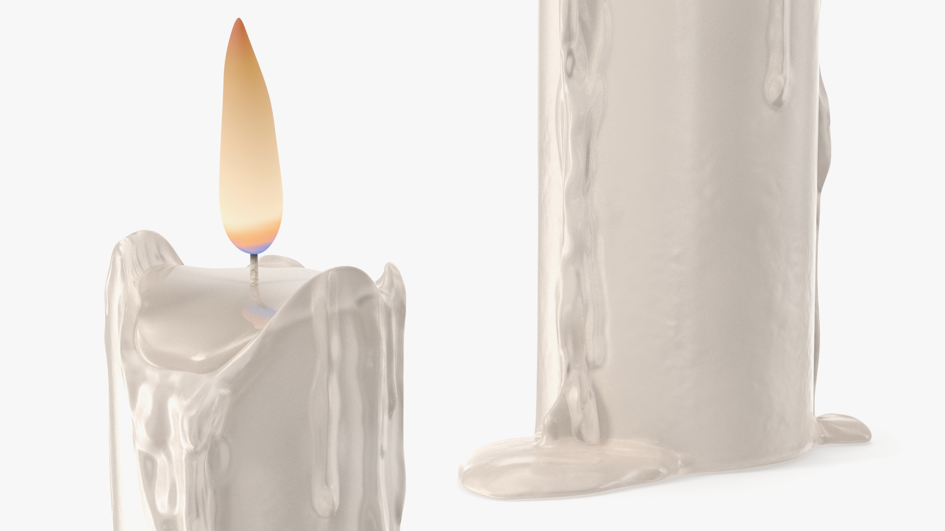 Half Melted Candle White 3D model
