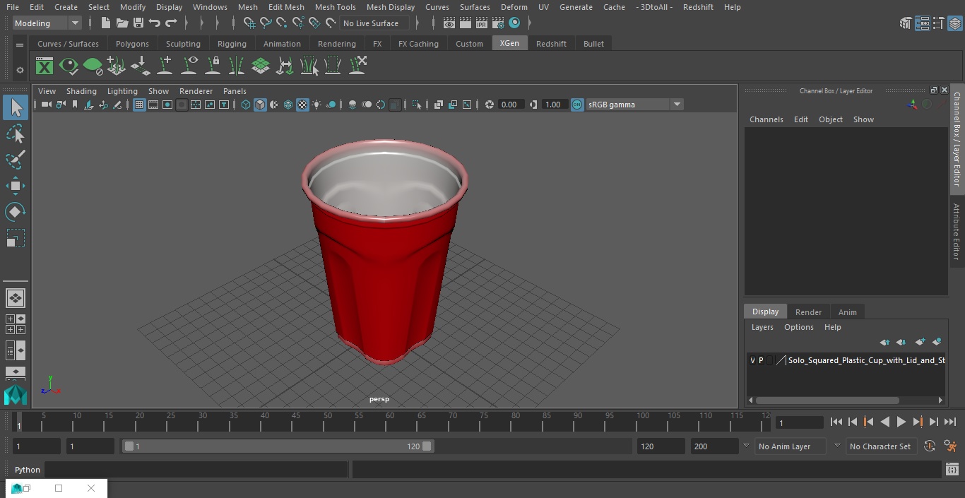 3D Solo Squared Plastic Cup Red model