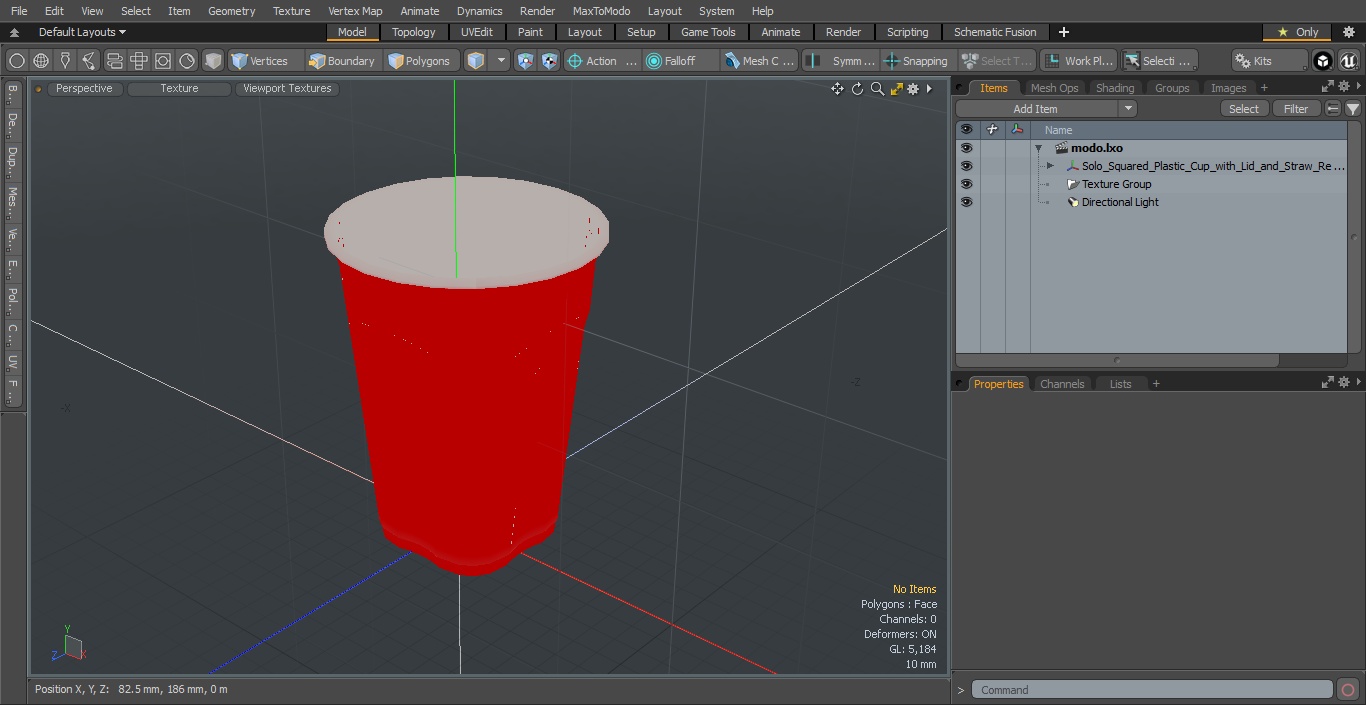 3D Solo Squared Plastic Cup Red model
