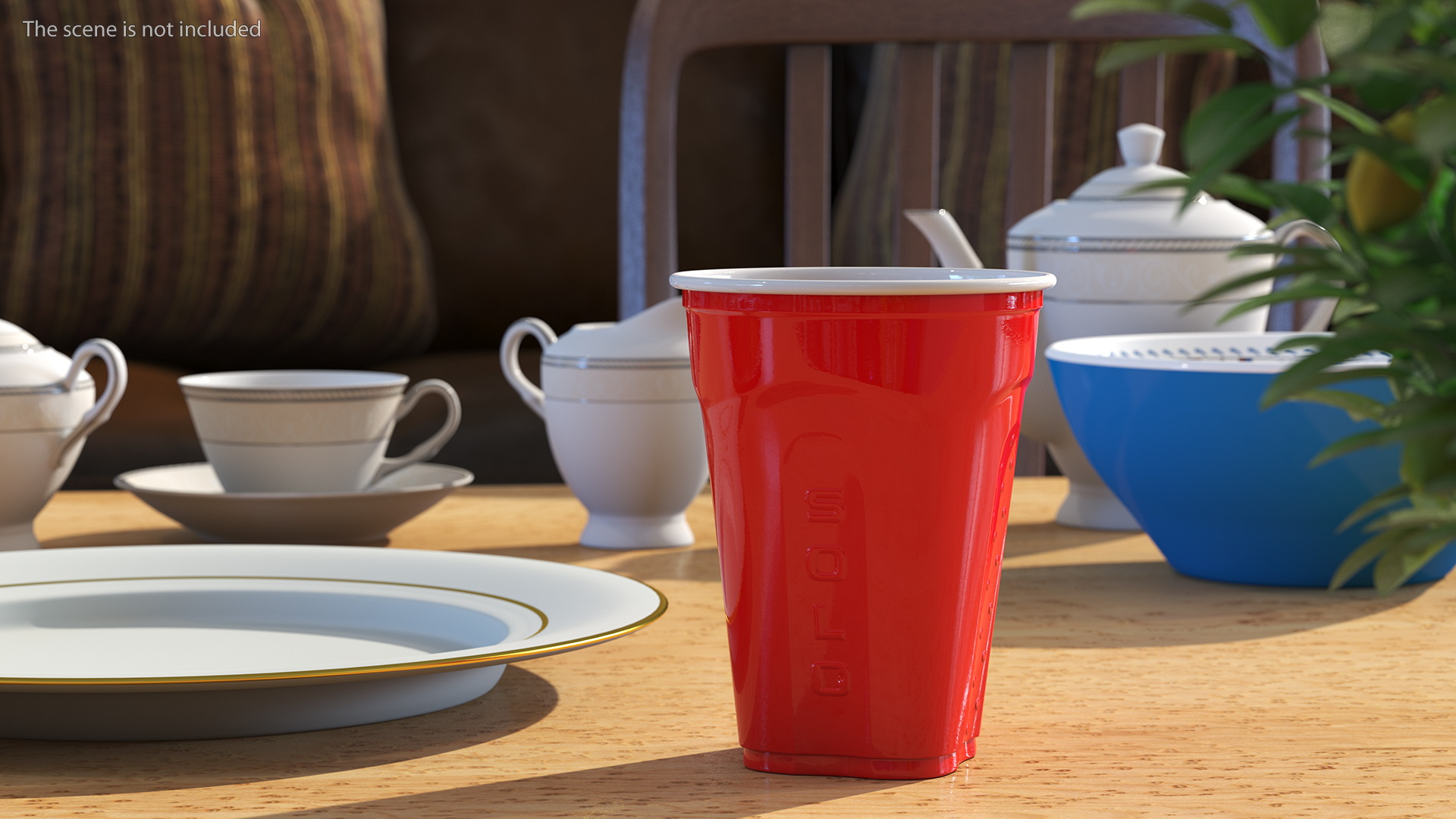 3D Solo Squared Plastic Cup Red model