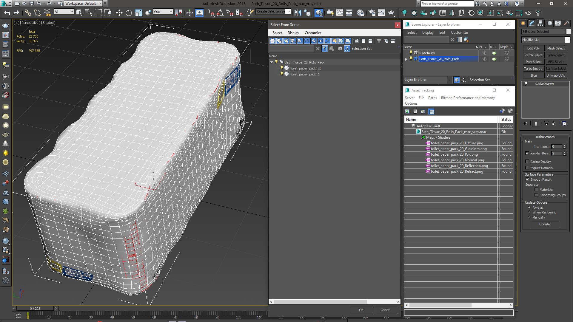 3D model Bath Tissue 20 Rolls Pack