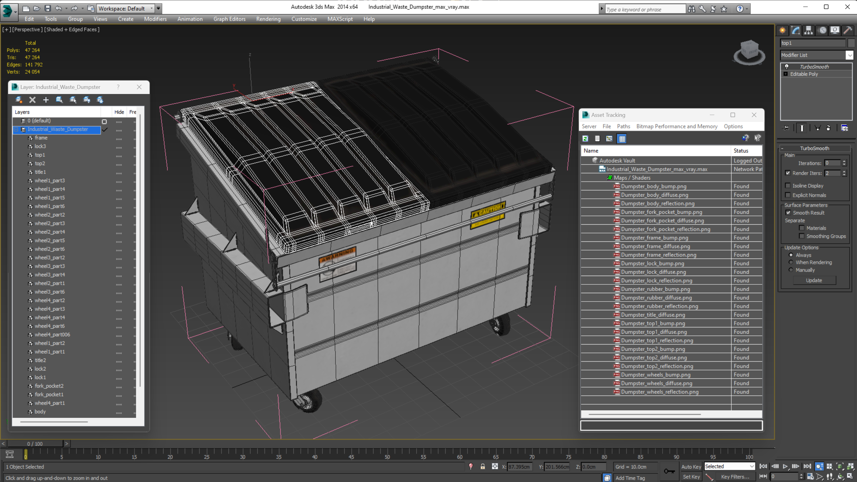3D model Industrial Waste Dumpster