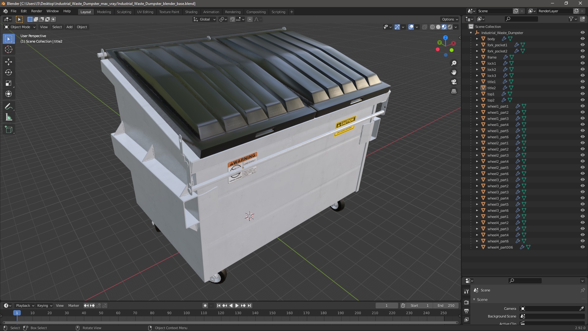 3D model Industrial Waste Dumpster