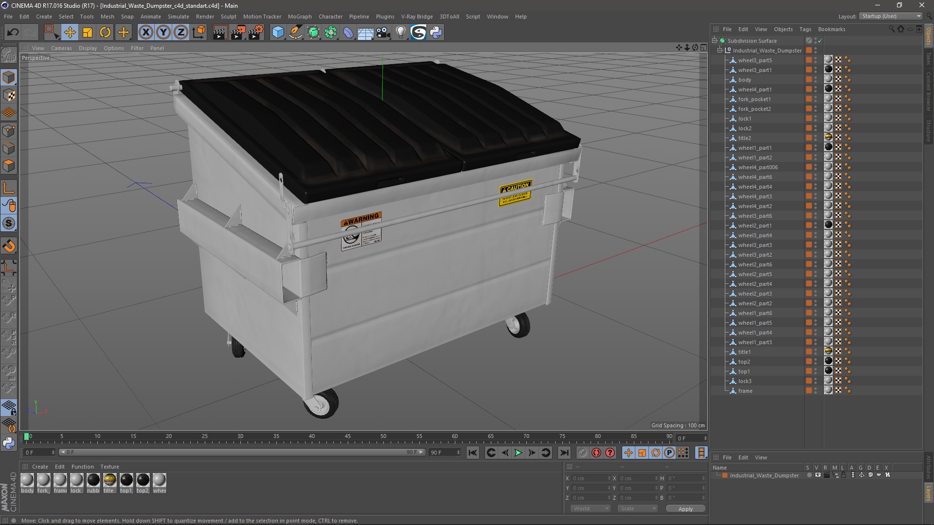 3D model Industrial Waste Dumpster