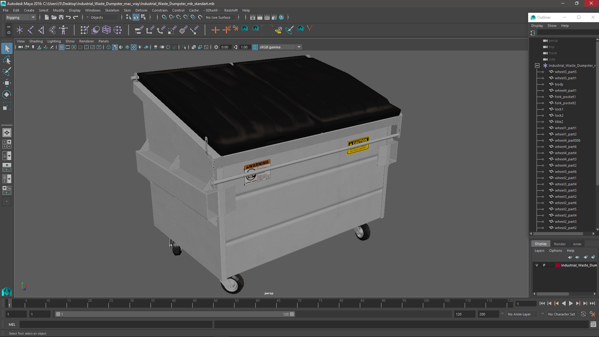 3D model Industrial Waste Dumpster