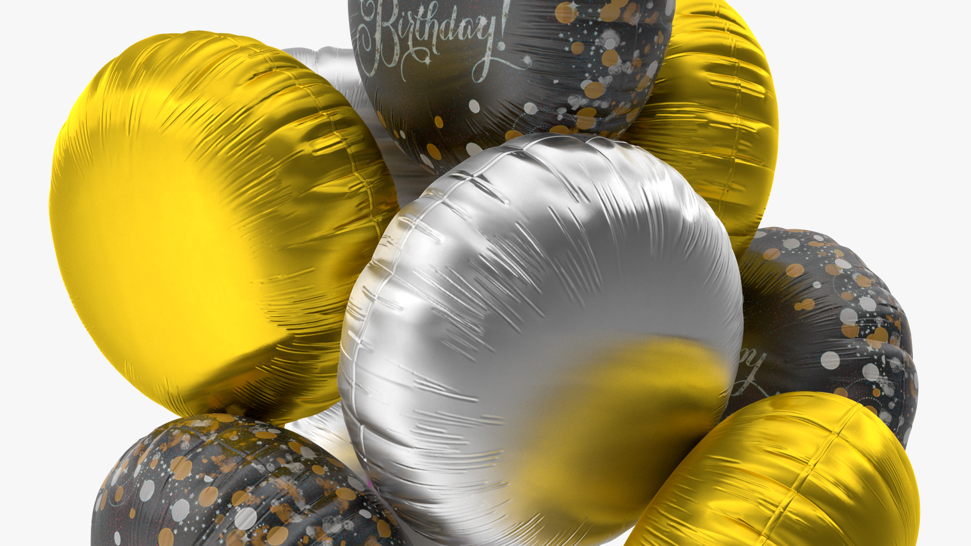 3D Helium Happy Birthday Balloons Multicolored model