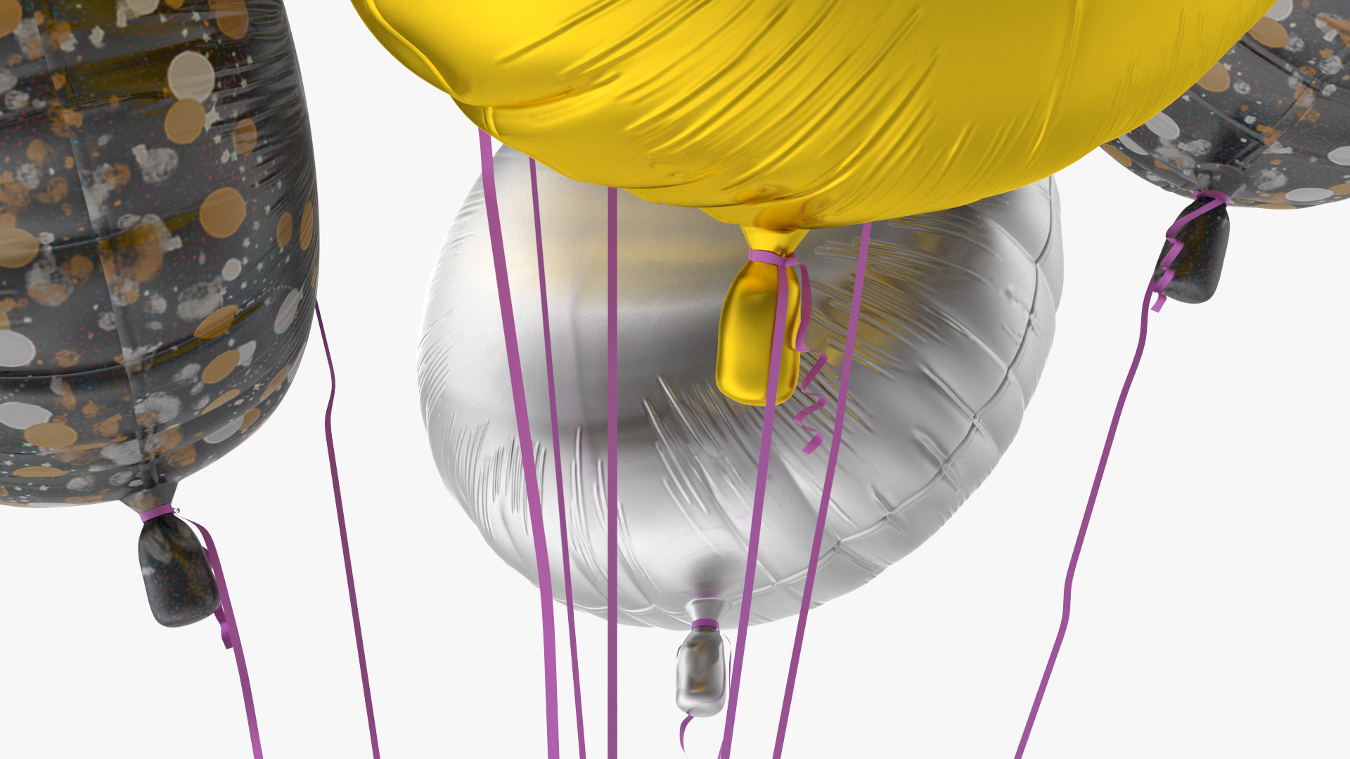 3D Helium Happy Birthday Balloons Multicolored model